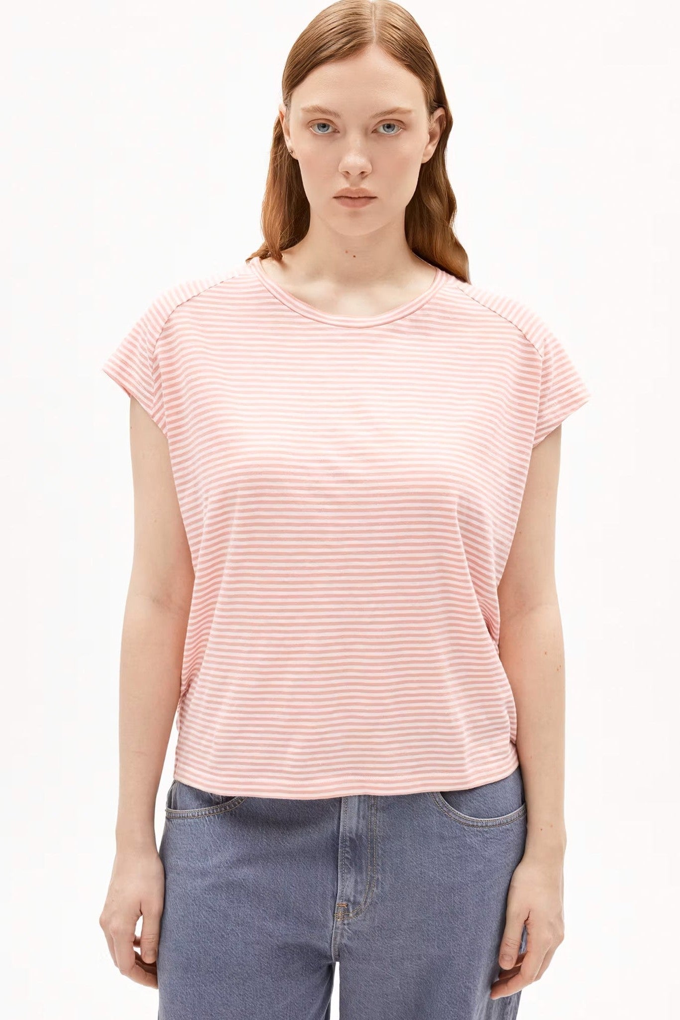 ARMEDANGELS - Oneliaa Lovely Stripes - Deep Rosalilly Oatmilk - BACKYARD