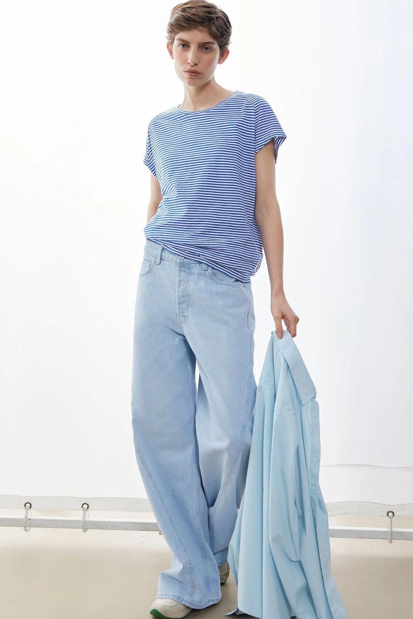 ARMEDANGELS - Slub Jersey Stripe - Oatmilk Dynamo Blue - BACKYARD