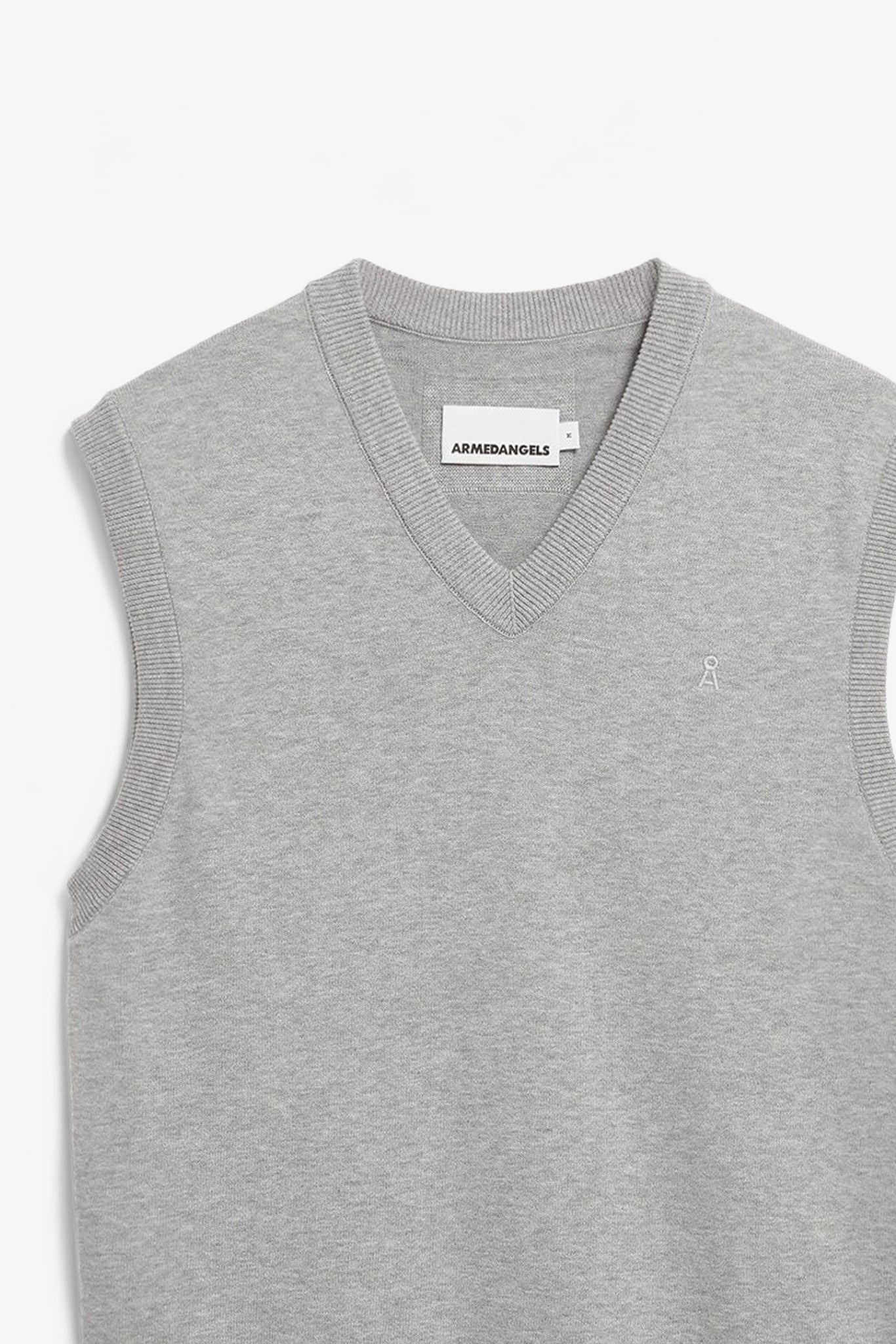 ARMEDANGELS - V - Neck Sleeveless Knit Vest - Silver Melange - BACKYARD