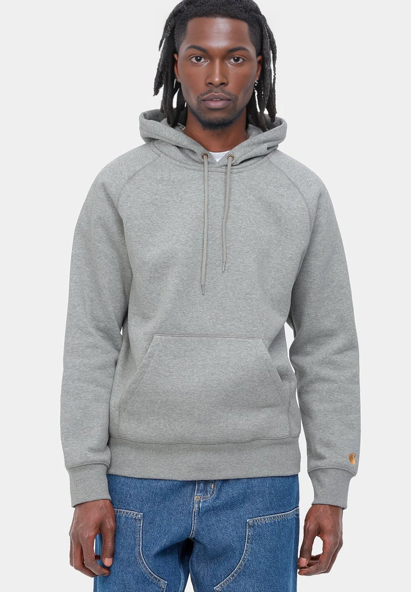 CARHARTT WIP - Hooded Chase Sweat - Grey Heather Gold - BACKYARD