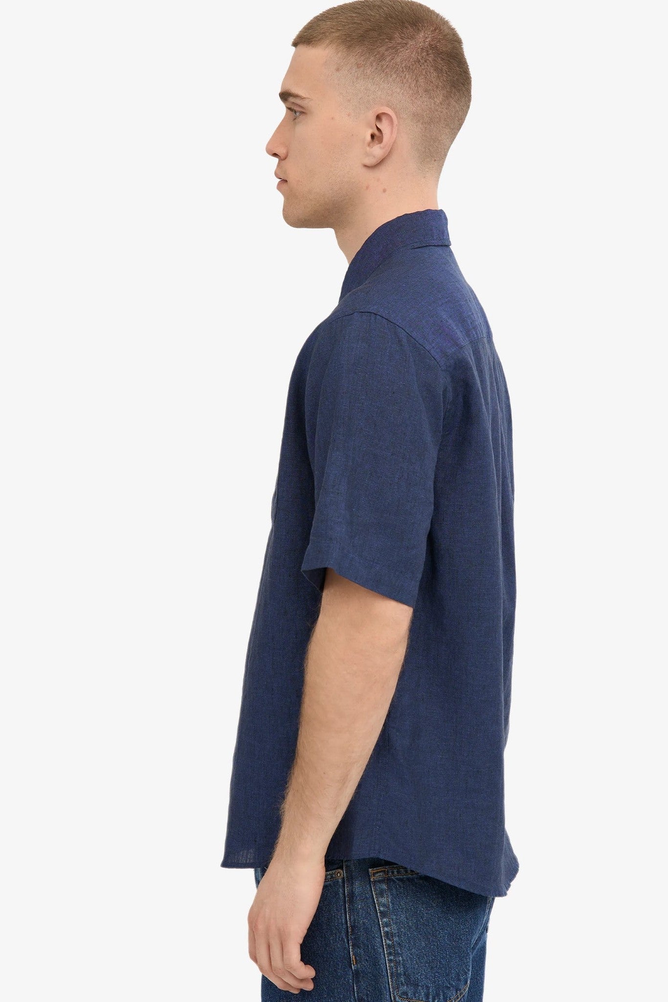 COLORFUL STANDARD - Linen S/S Shirt - Petrol Blue - BACKYARD