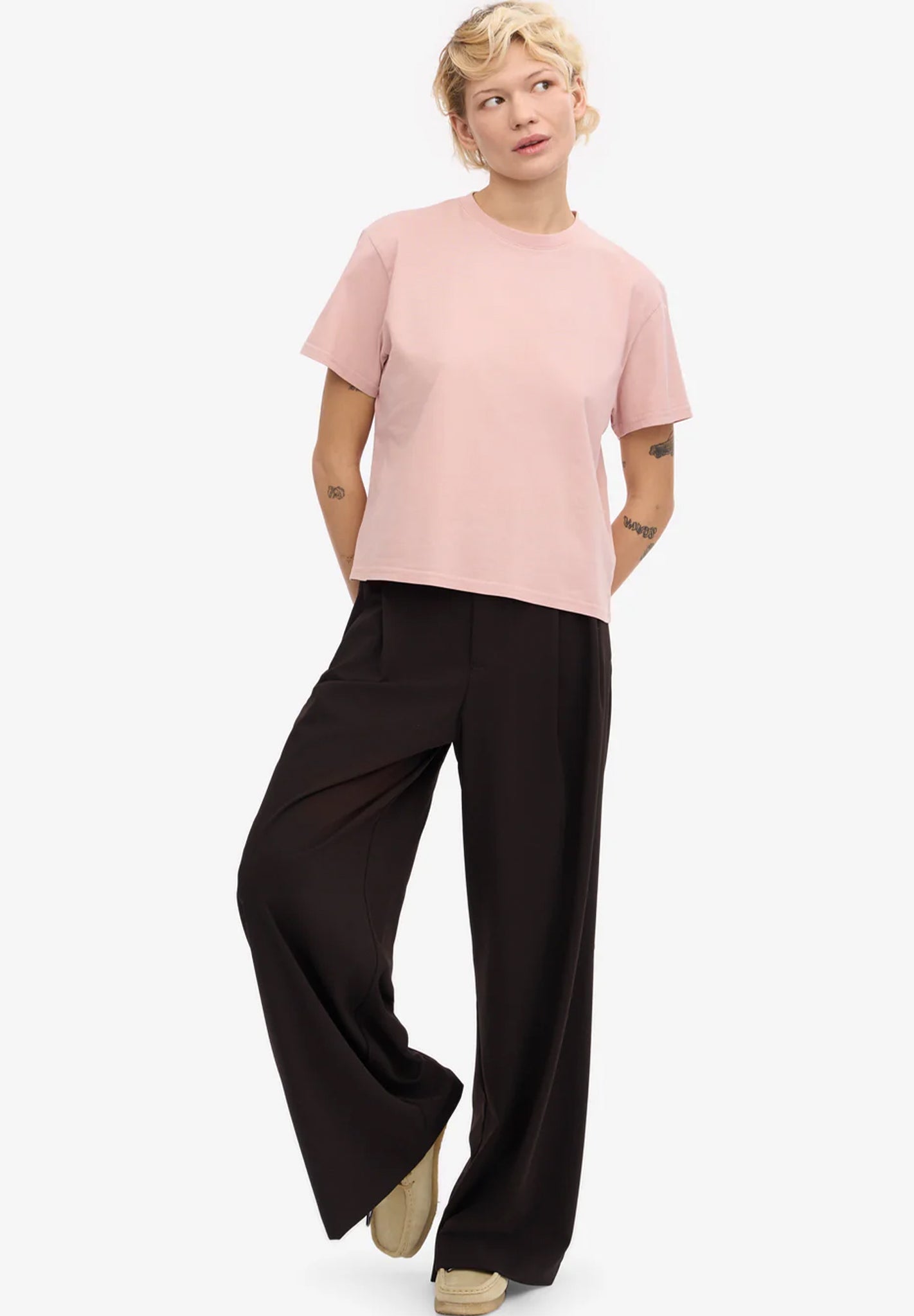 COLORFUL STANDARD - Organic Boxy Crop Tee - Faded Pink - BACKYARD