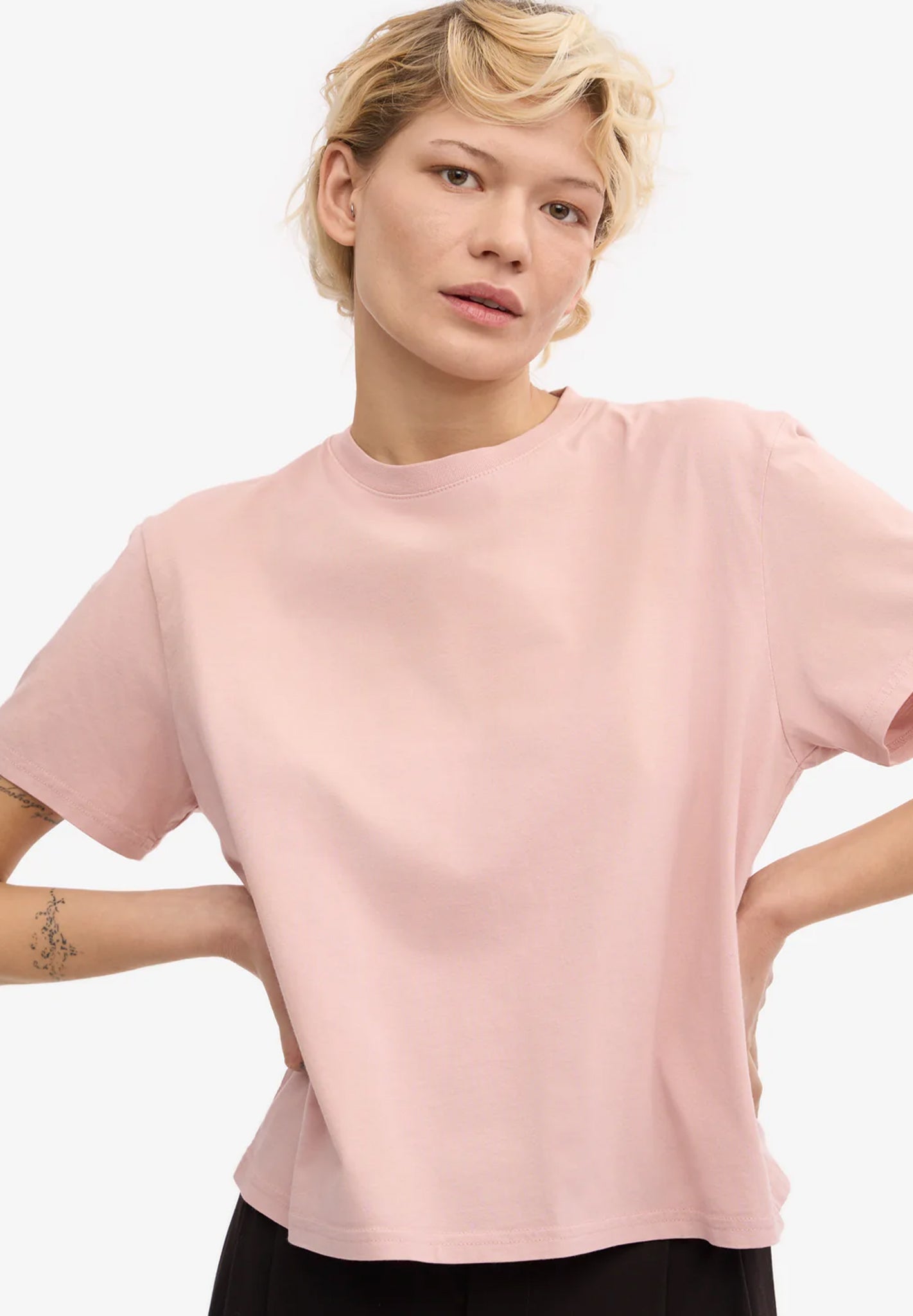 COLORFUL STANDARD - Organic Boxy Crop Tee - Faded Pink - BACKYARD