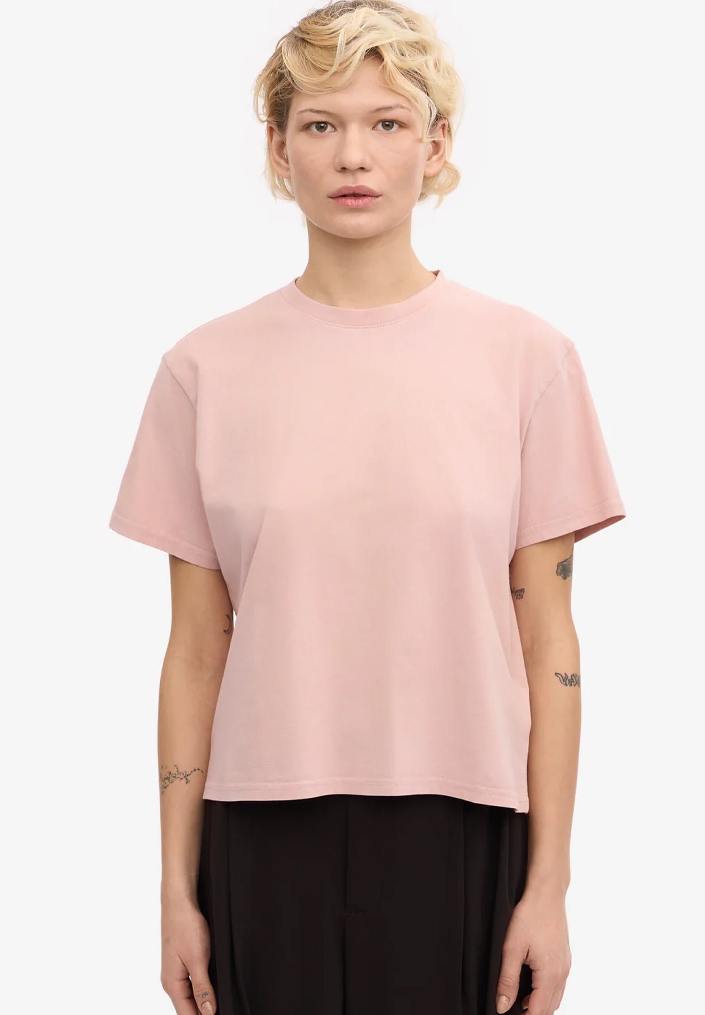 COLORFUL STANDARD - Organic Boxy Crop Tee - Faded Pink - BACKYARD