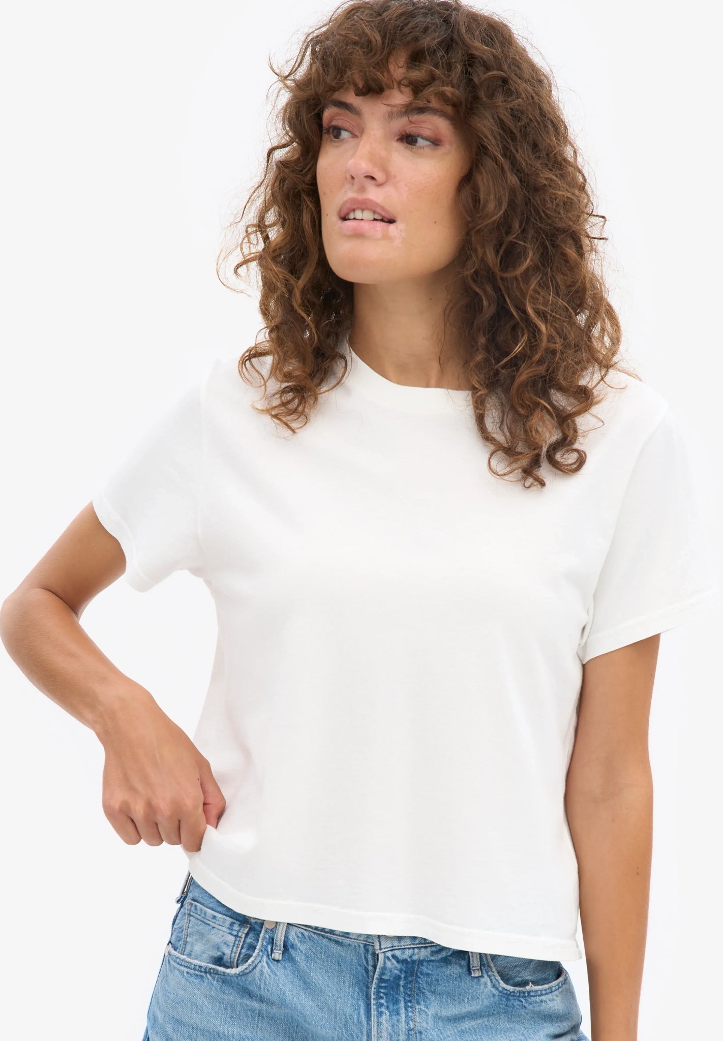 COLORFUL STANDARD - Organic Boxy Crop Tee - Optical White - BACKYARD