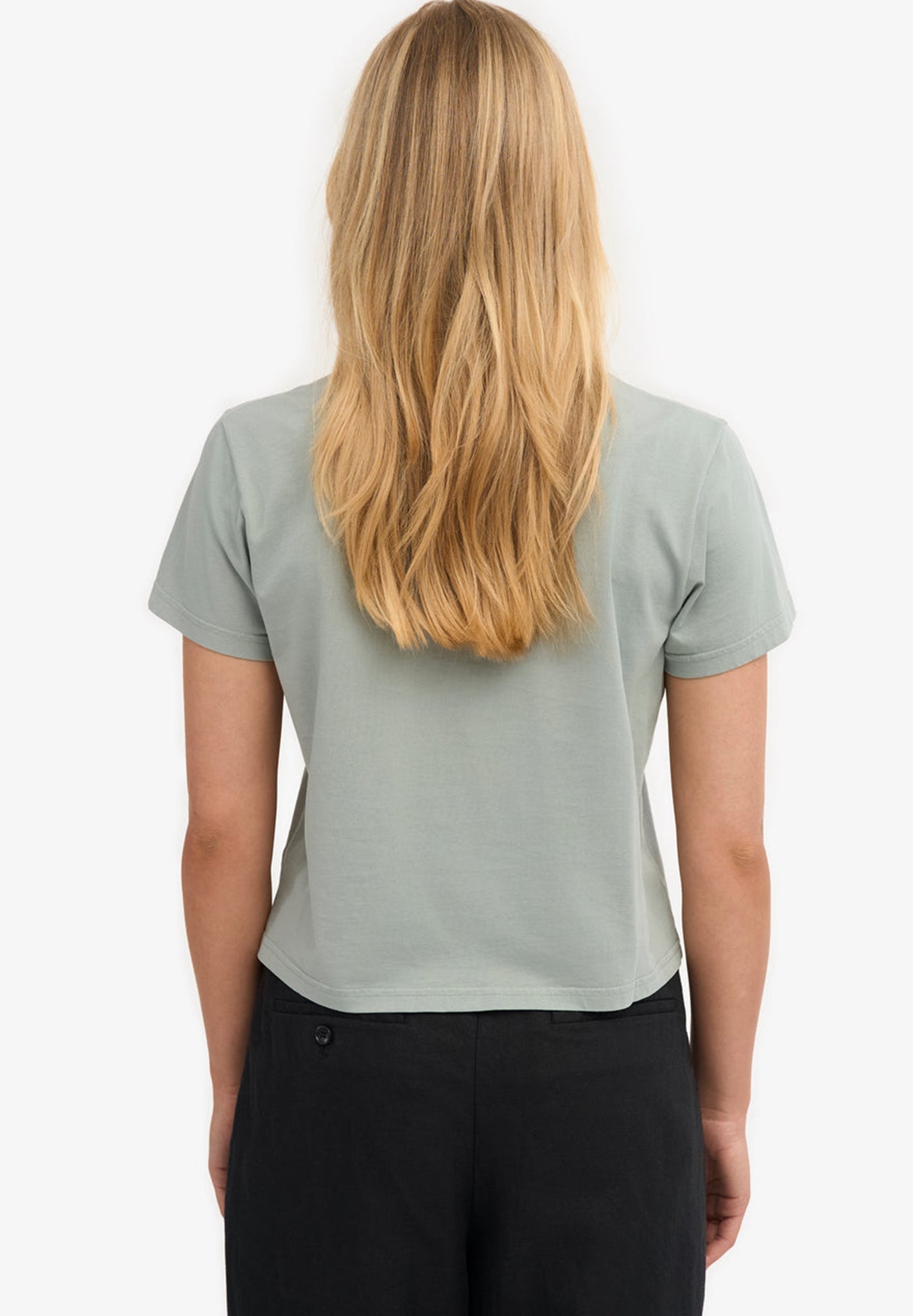 COLORFUL STANDARD - Organic Boxy Crop Tee - Steel Blue - BACKYARD