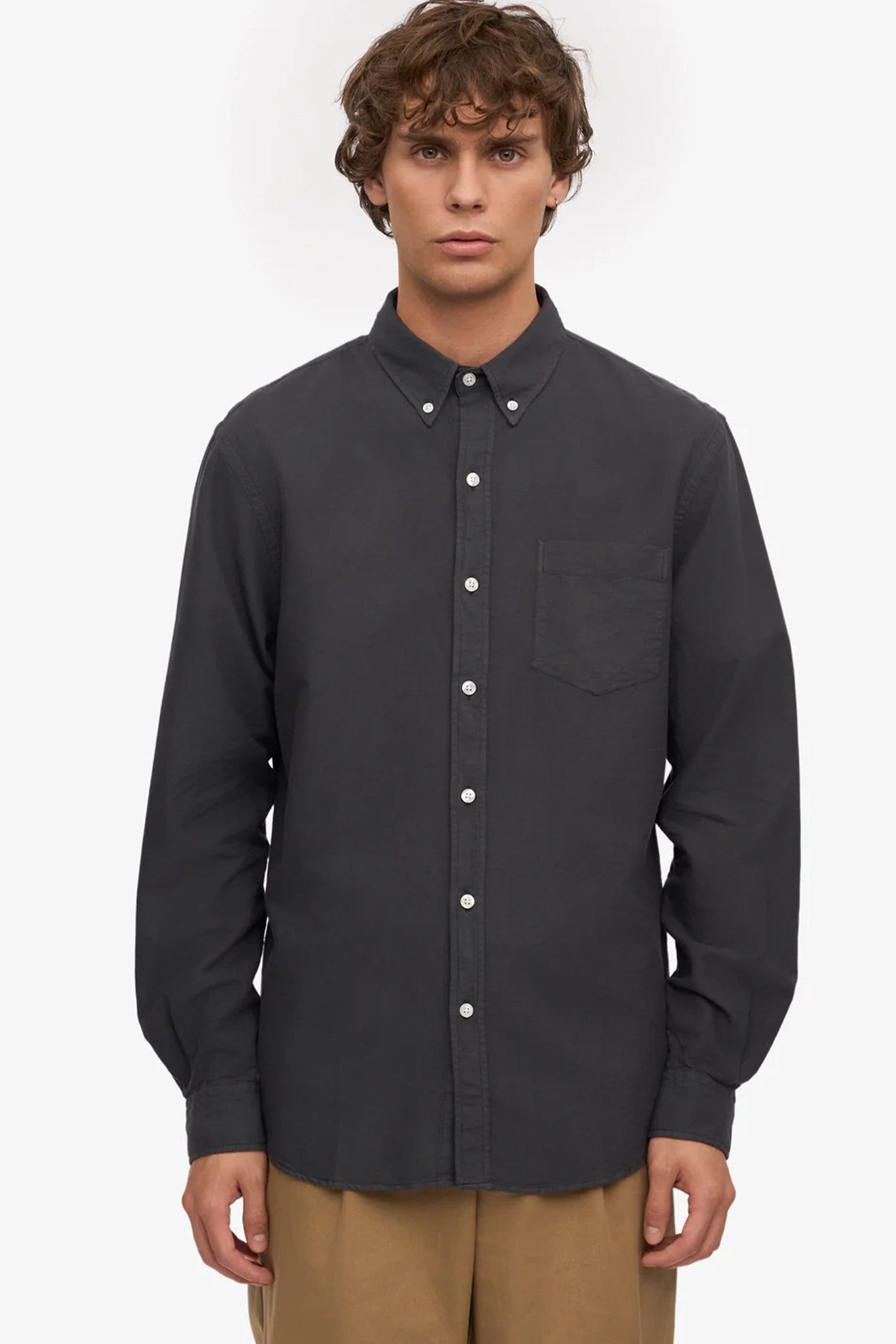 COLORFUL STANDARD - Organic Button Down Shirt - Lava Grey - BACKYARD