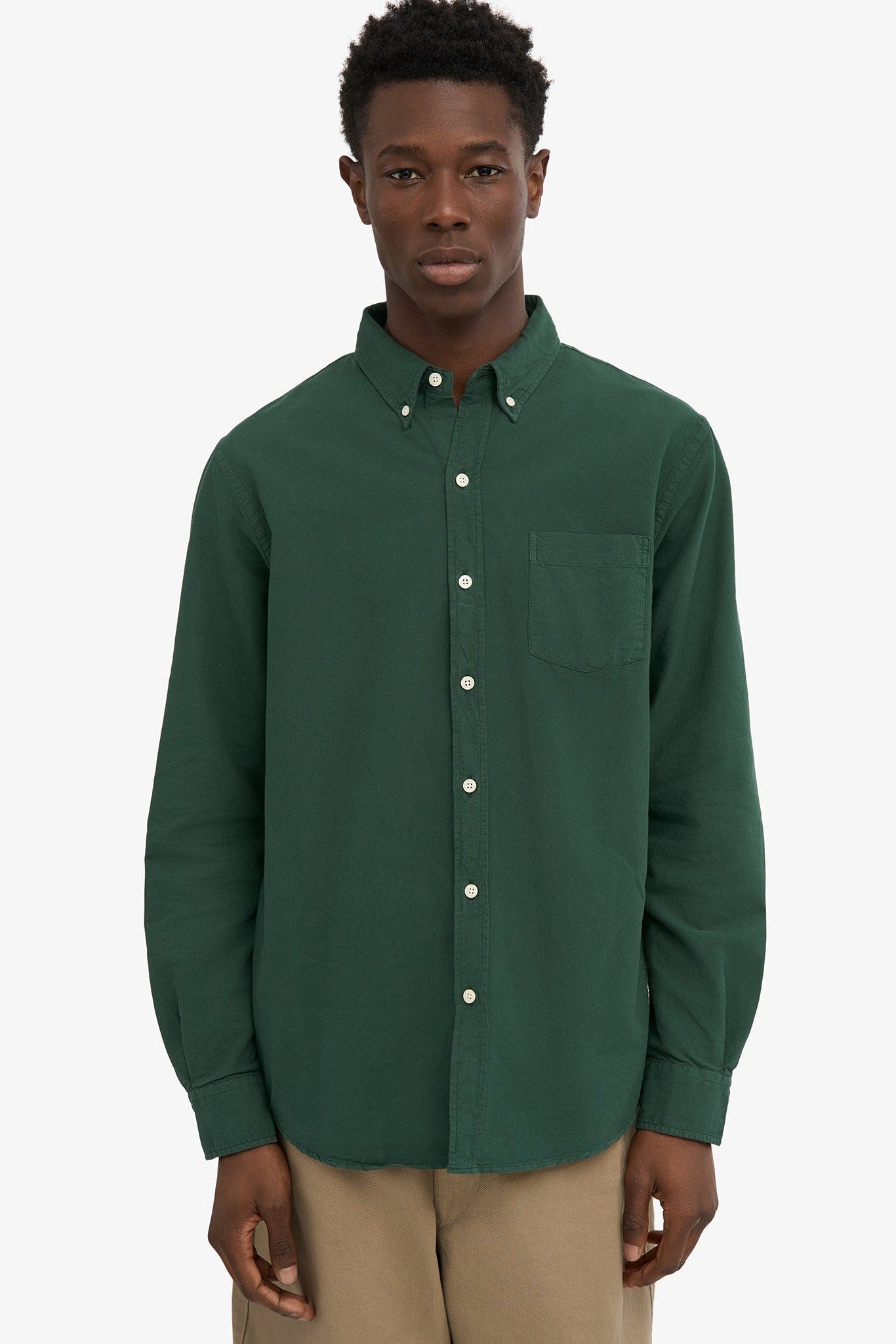 COLORFUL STANDARD - Organic Button Down Shirt - Emerald Green - BACKYARD
