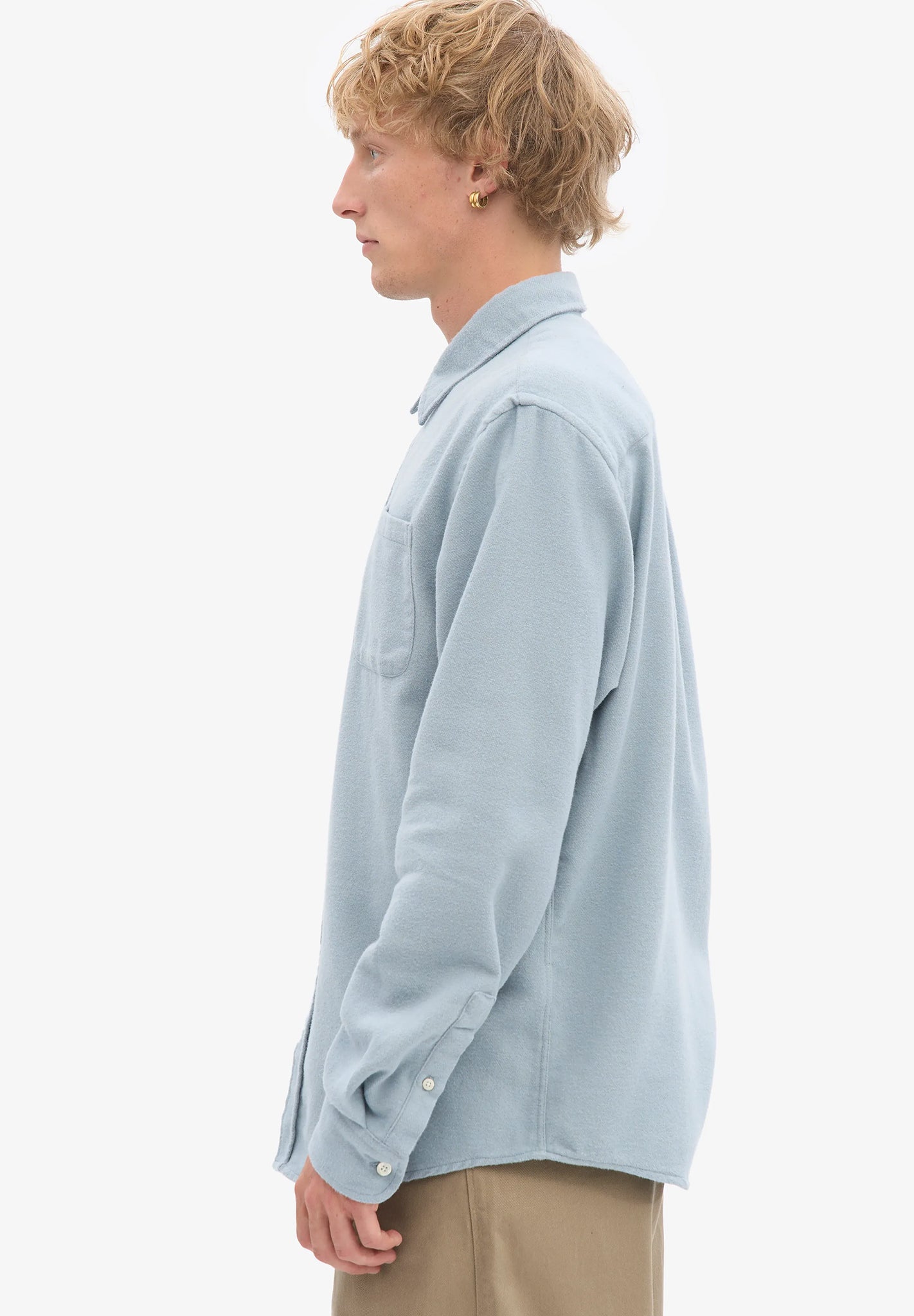 COLORFUL STANDARD - Organic Flannel Shirt - Steel Blue - BACKYARD