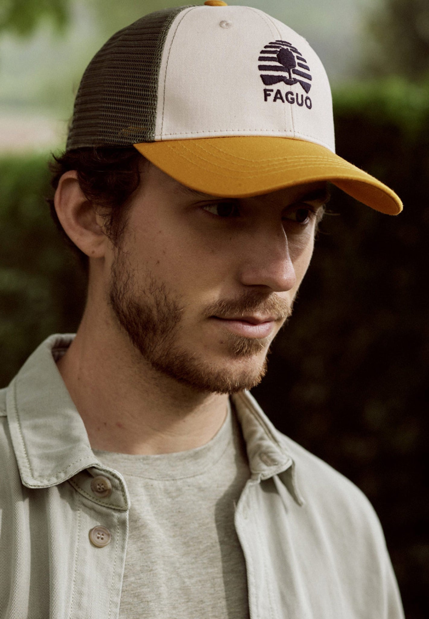 FAGUO - Trucker Cap Heads Woven - Khaki 17 - BACKYARD
