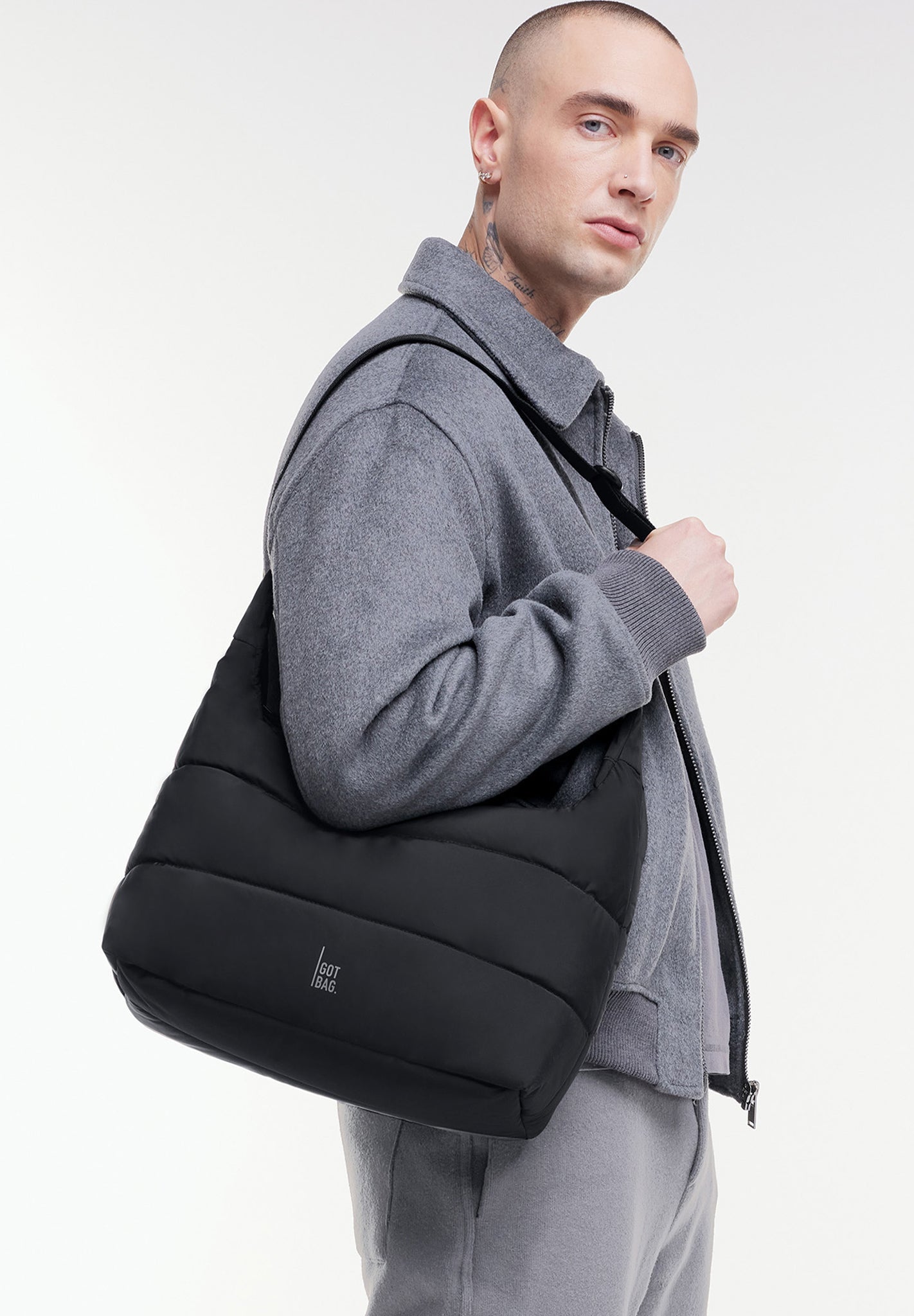 GOT BAG - Puffer Square Bag Large - Black Monochrome - BACKYARD