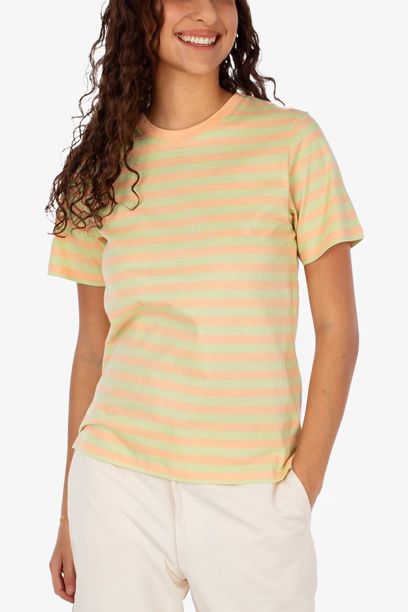 IRIEDAILY - Stripe Basic Tee - Cream Peach - BACKYARD