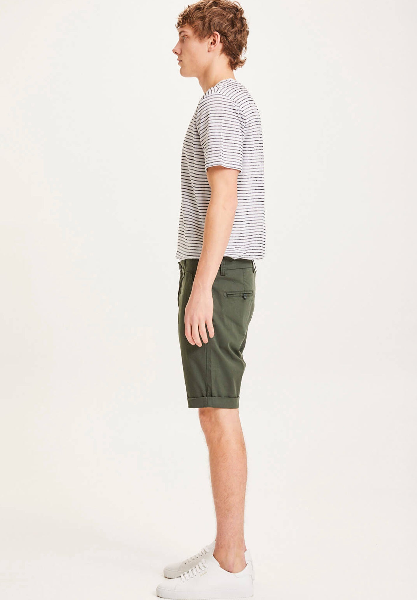 KNOWLEDGE COTTON - Chuck Regular Chino Poplin Shorts - Burned Olive - BACKYARD