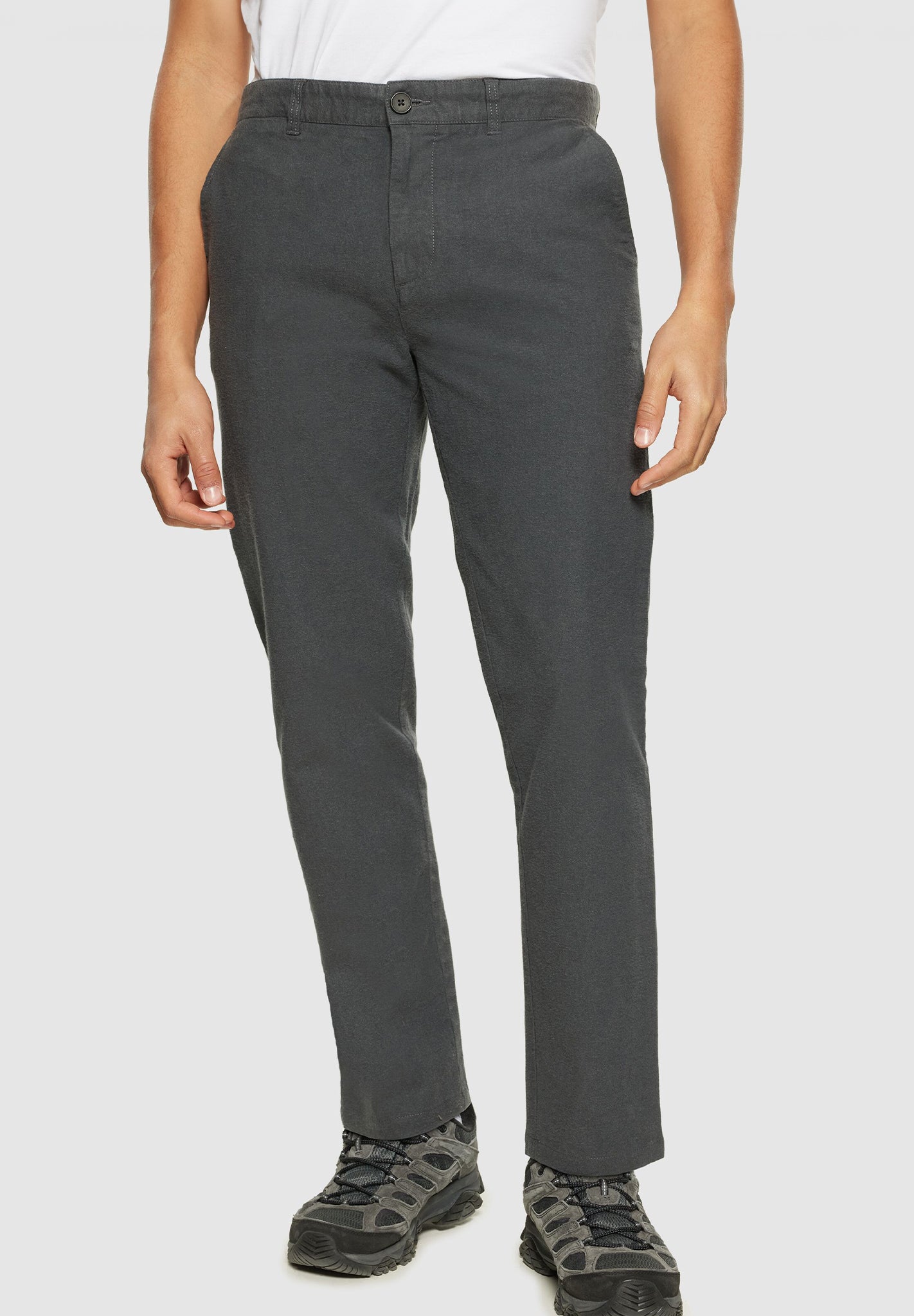 KNOWLEDGE COTTON - Chuck Regular Flannel Chino Pants - Gray Pinstripe - BACKYARD