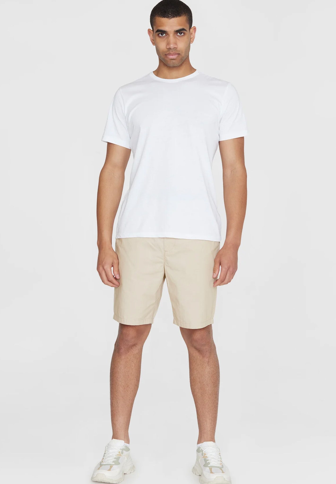 KNOWLEDGE COTTON - Fig Loose Poplin Elastic Waist String Shorts - Light Feather Gray - BACKYARD