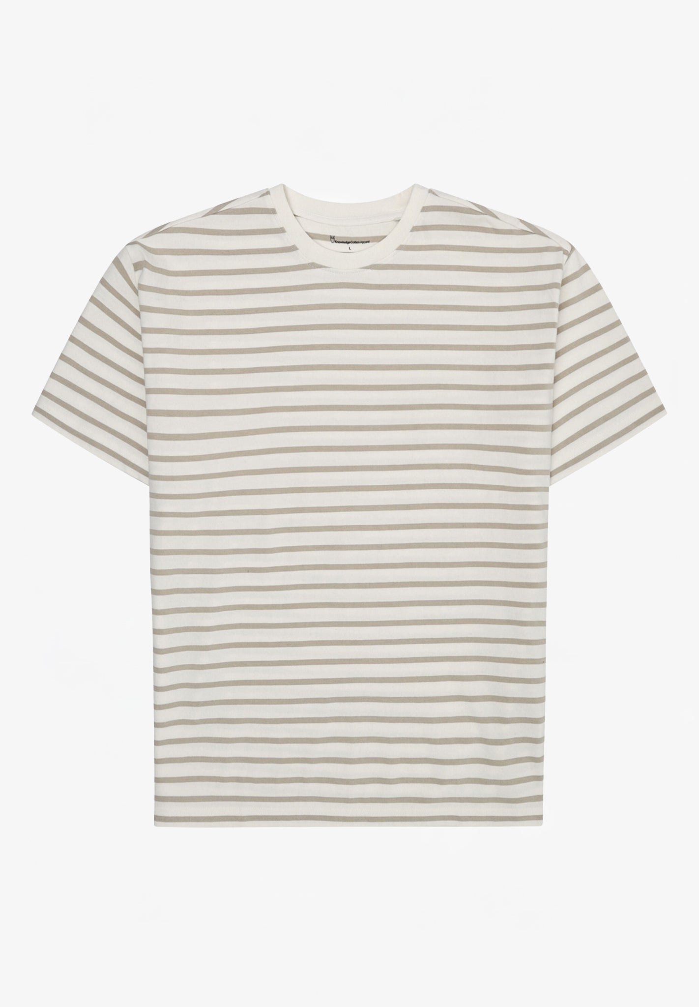 KNOWLEDGE COTTON - Organic Cotton Striped T-Shirt - Beige Stripe - BACKYARD