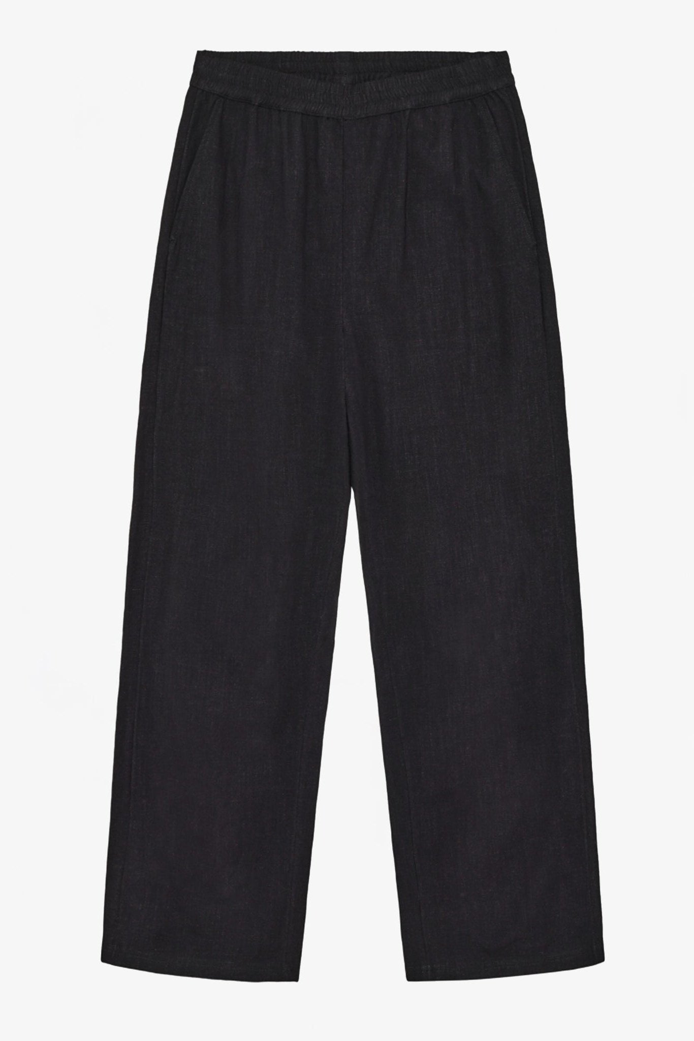 KNOWLEDGE COTTON - Posey Linen - Mix Pants - Black Jet - BACKYARD