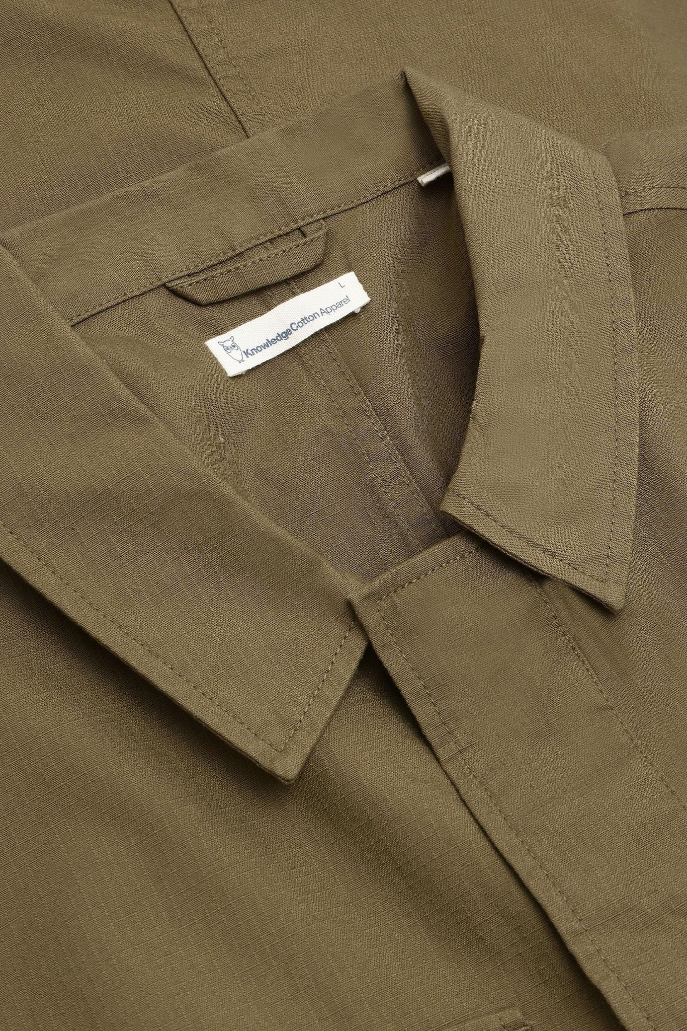 KNOWLEDGE COTTON - Ribstop Overshirt - Burned Olive - BACKYARD