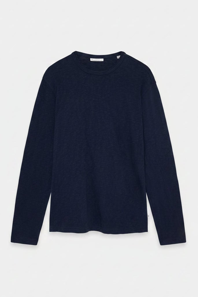KNOWLEDGE COTTON-Slub Long Sleeve T-Shirt-Night Sky-BACKYARD