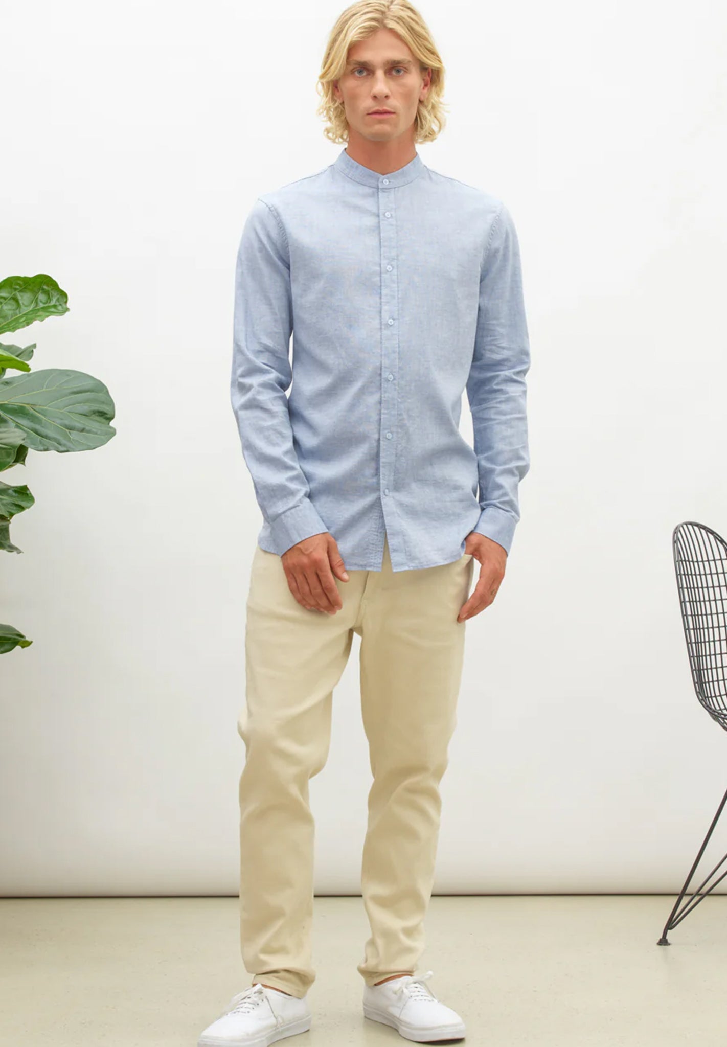 NOWADAYS - Oxford Melange Shirt - Zen Blue - BACKYARD