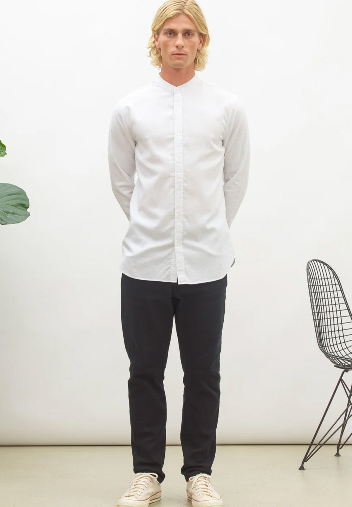 NOWADAYS - Oxford Melange Shirt - Bright White - BACKYARD