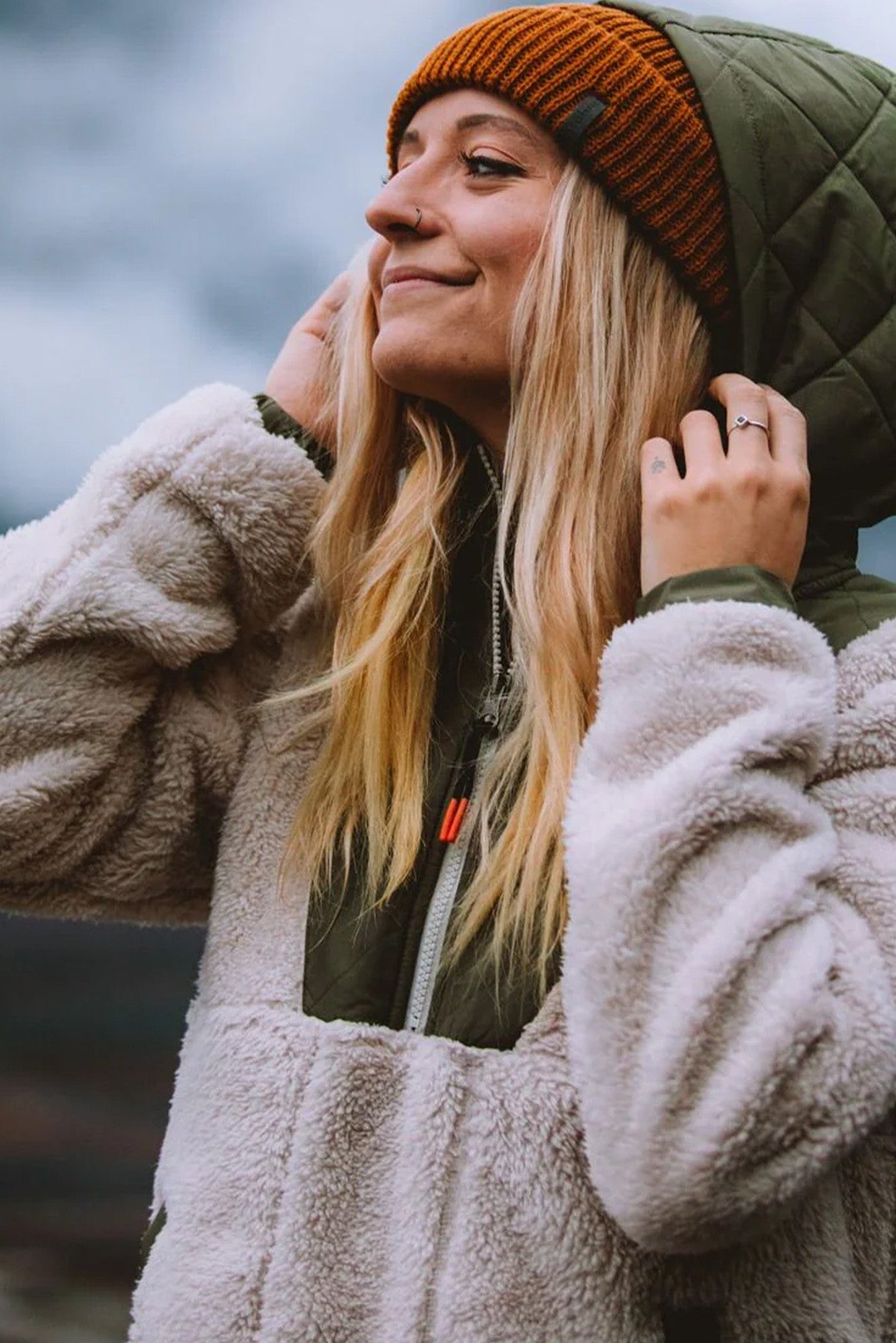 PASSENGER - Beaumont Recycled Sherpa Hooded Fleece - Vintage White - BACKYARD