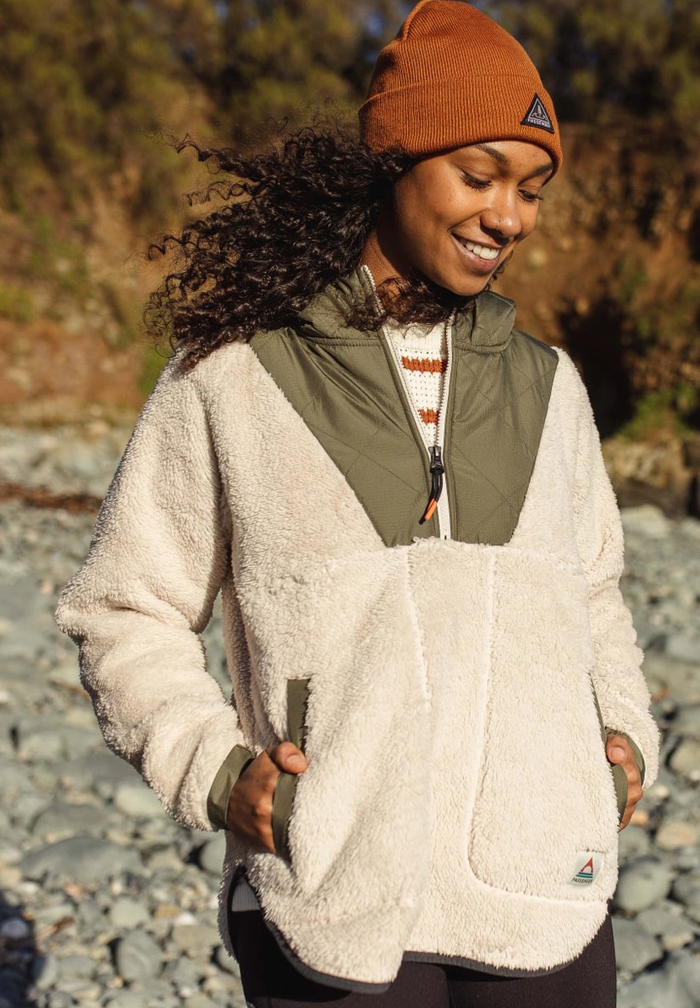 PASSENGER - Beaumont Recycled Sherpa Hooded Fleece - Vintage White - BACKYARD