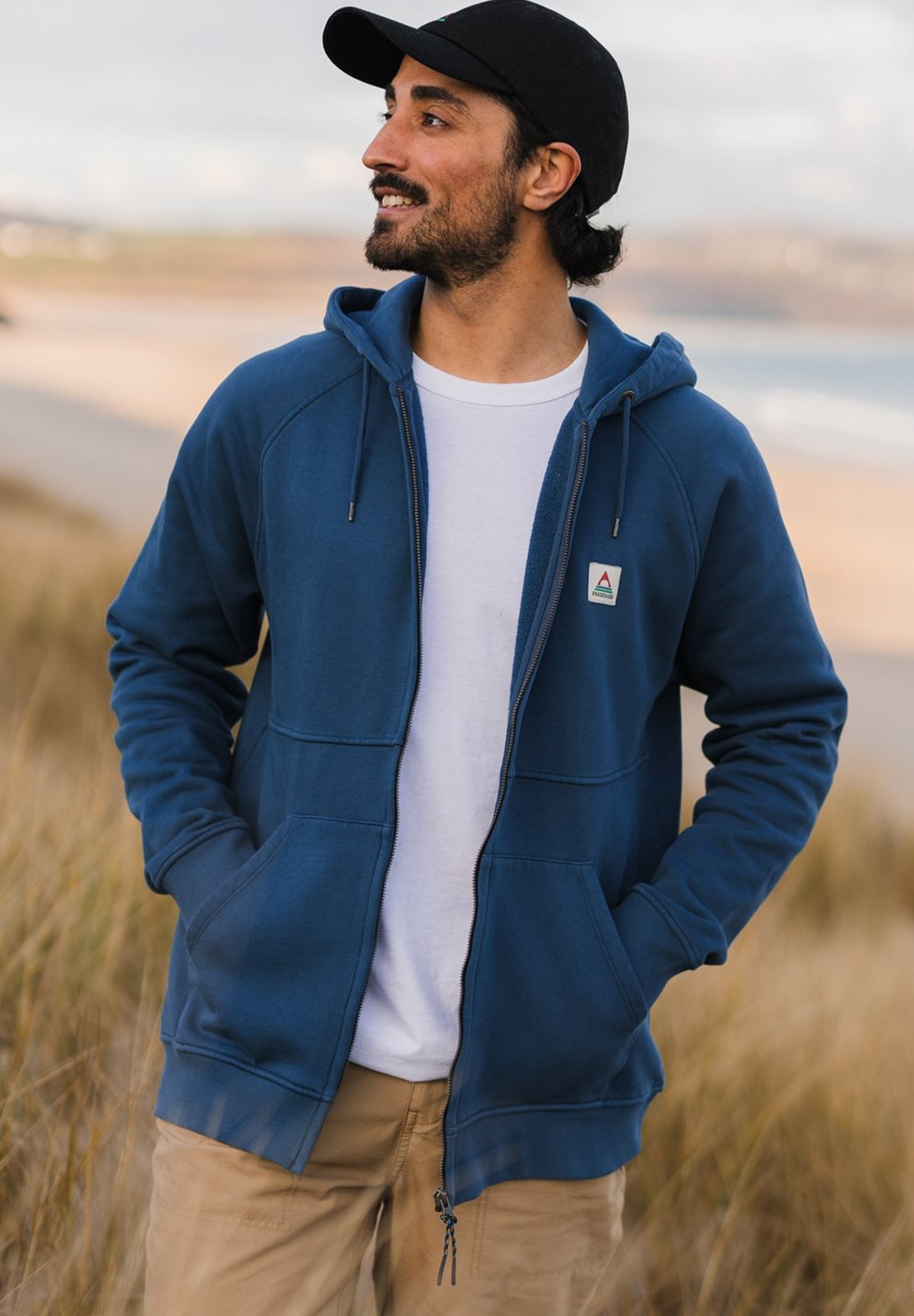 PASSENGER - Heritage Full Zip Recycled Cotton Hoodie - Dark Denim - BACKYARD