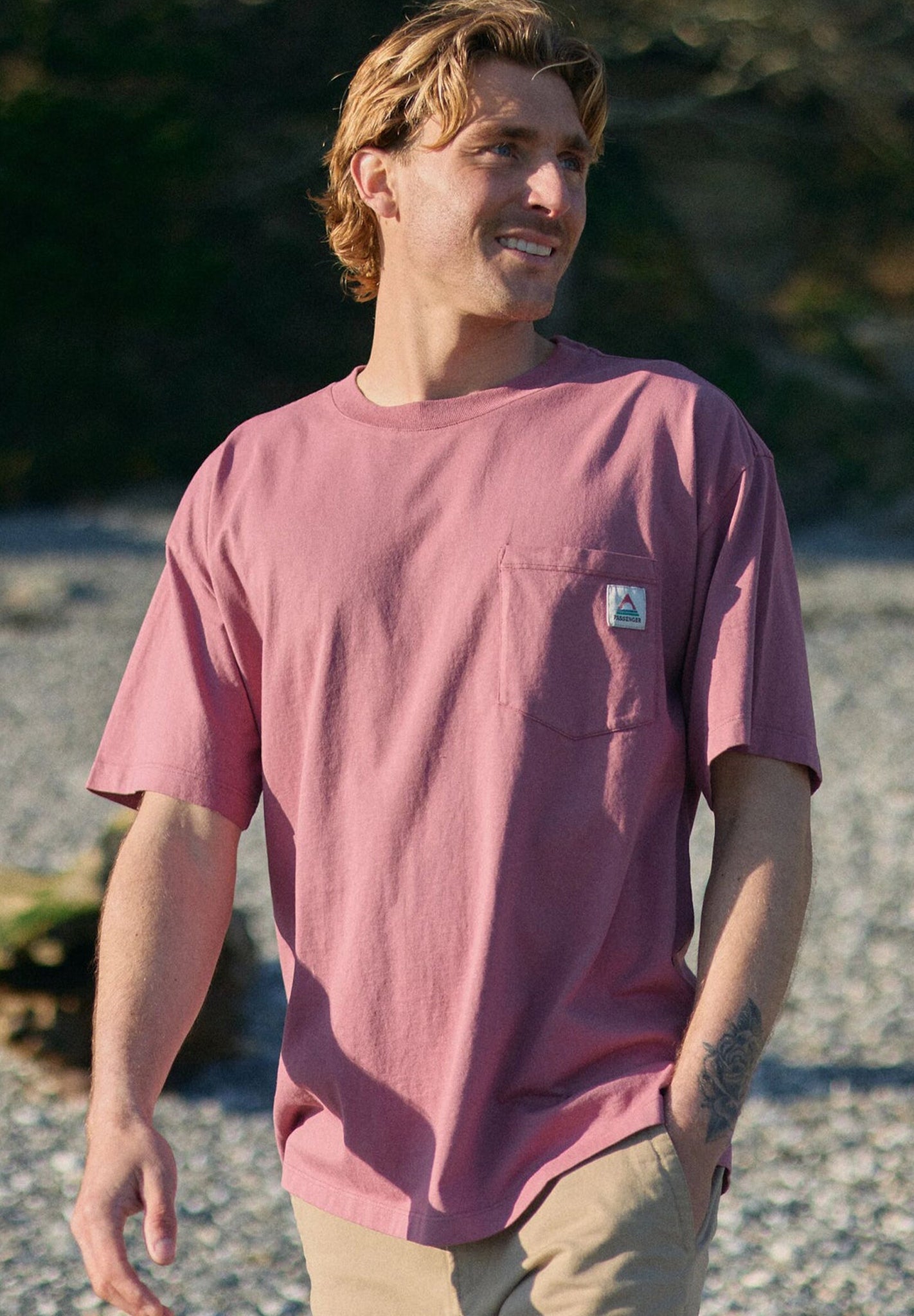 PASSENGER - Heritage Recycled Relaxed Fit T-Shirt - Mauve Dusk - BACKYARD