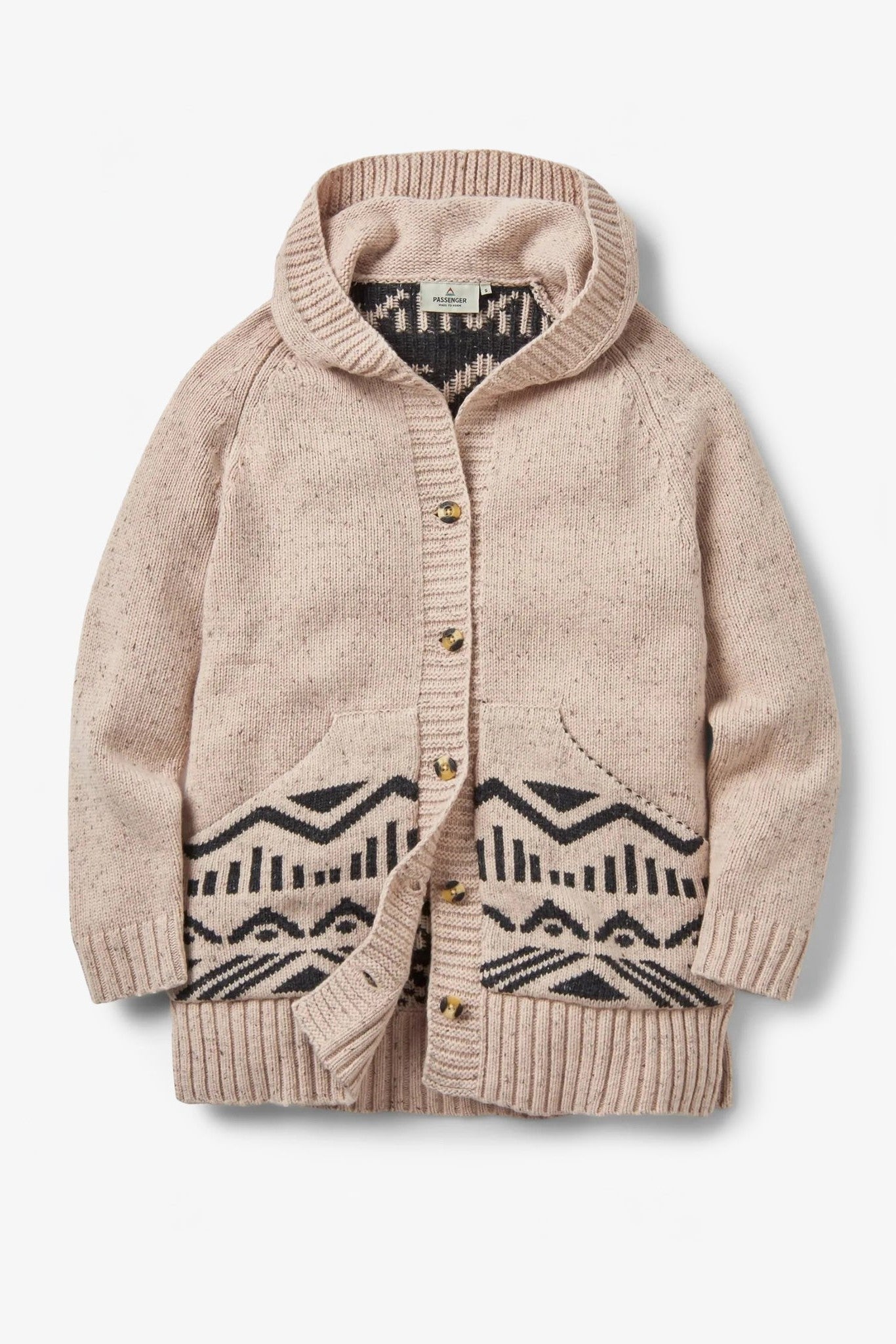 PASSENGER - Snoozle Recycled Knitted Hooded Cardigan - Oatmeal - BACKYARD