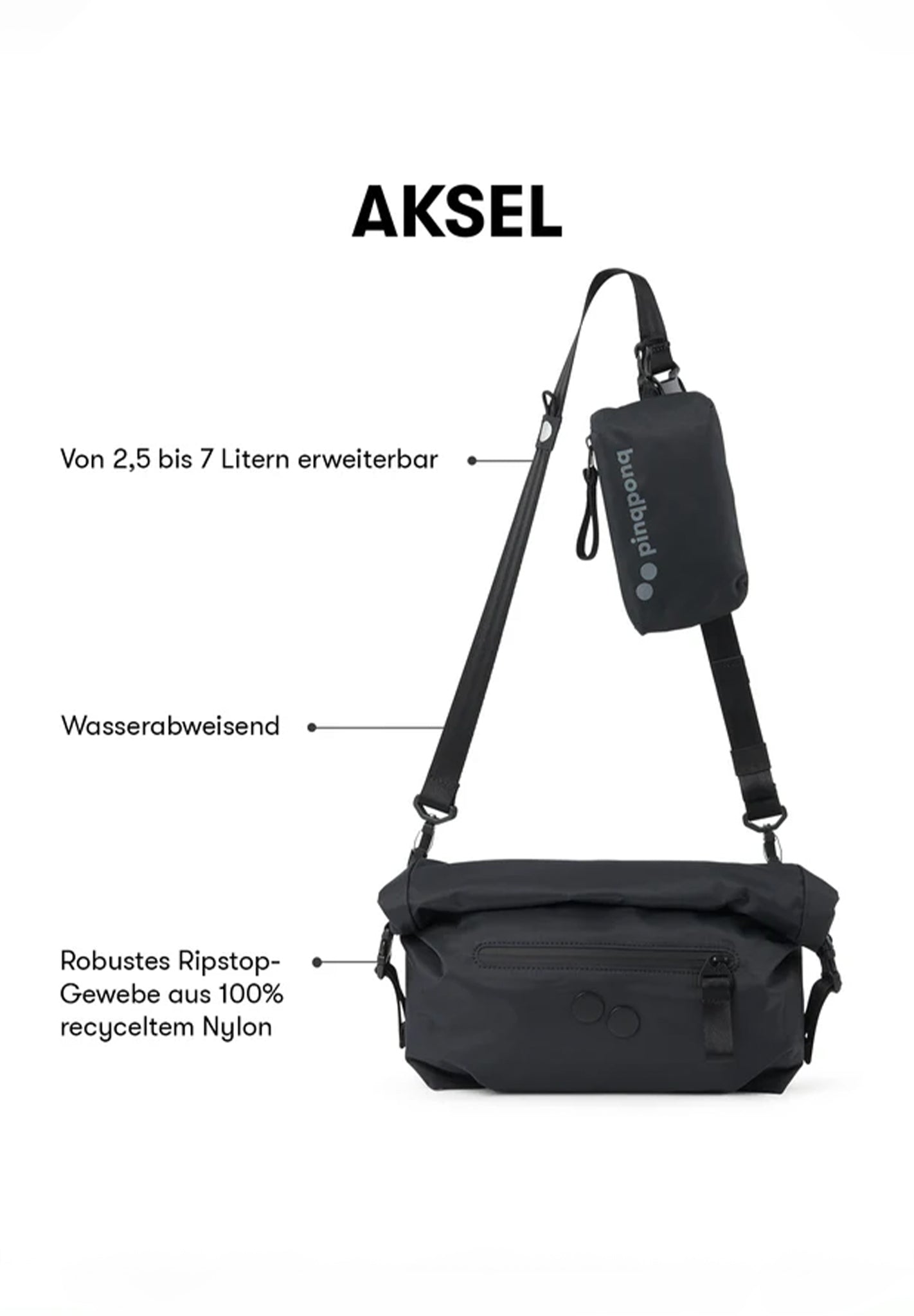 PINQPONQ - Aksel Hipbag - Solid Black - BACKYARD