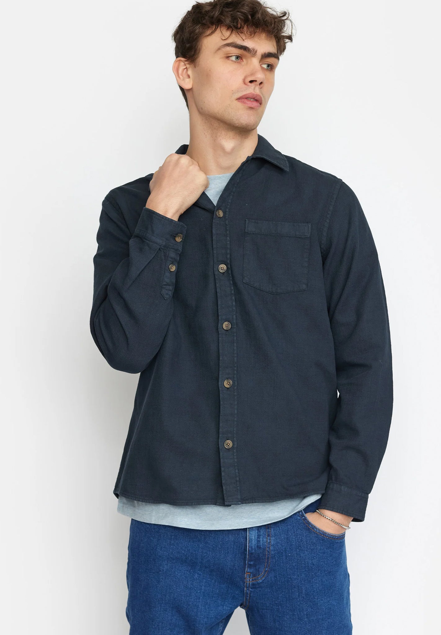 REVOLUTION - 3997 Casual Overshirt - Navy - BACKYARD