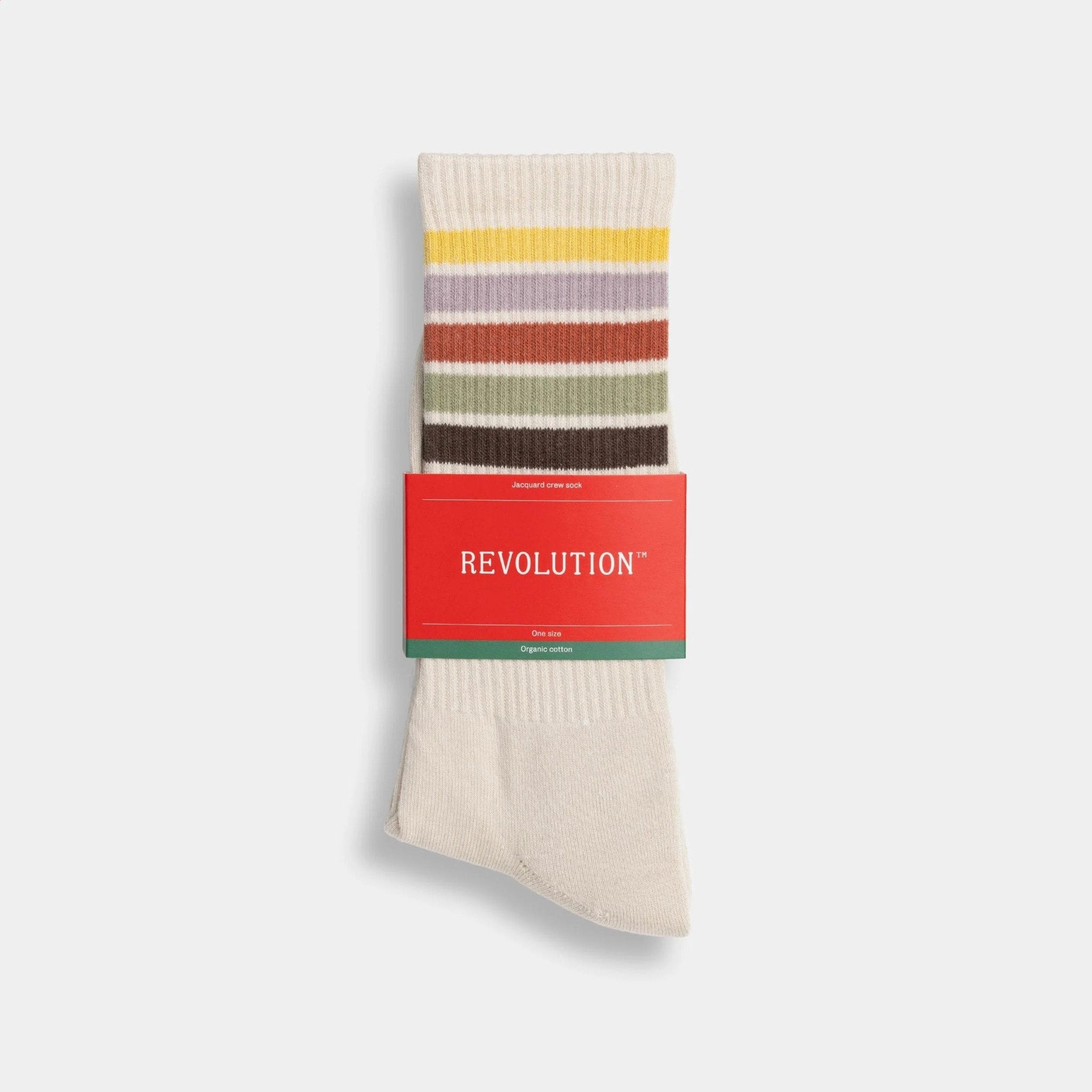 REVOLUTION - 8904 Jaquard Crew Socks - Offwhite - BACKYARD