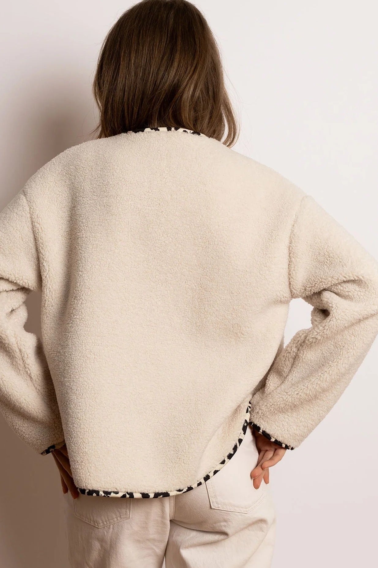 VIVI MARI-Teddy Fleece Jacket-Sand-BACKYARD