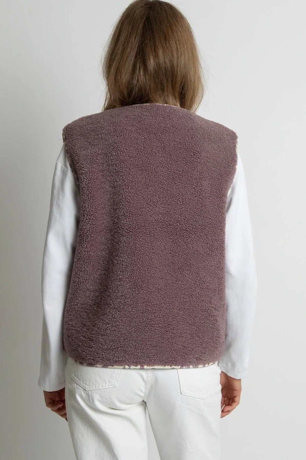 VIVI MARI-Teddy Fleece Vest-Ash Plum-BACKYARD