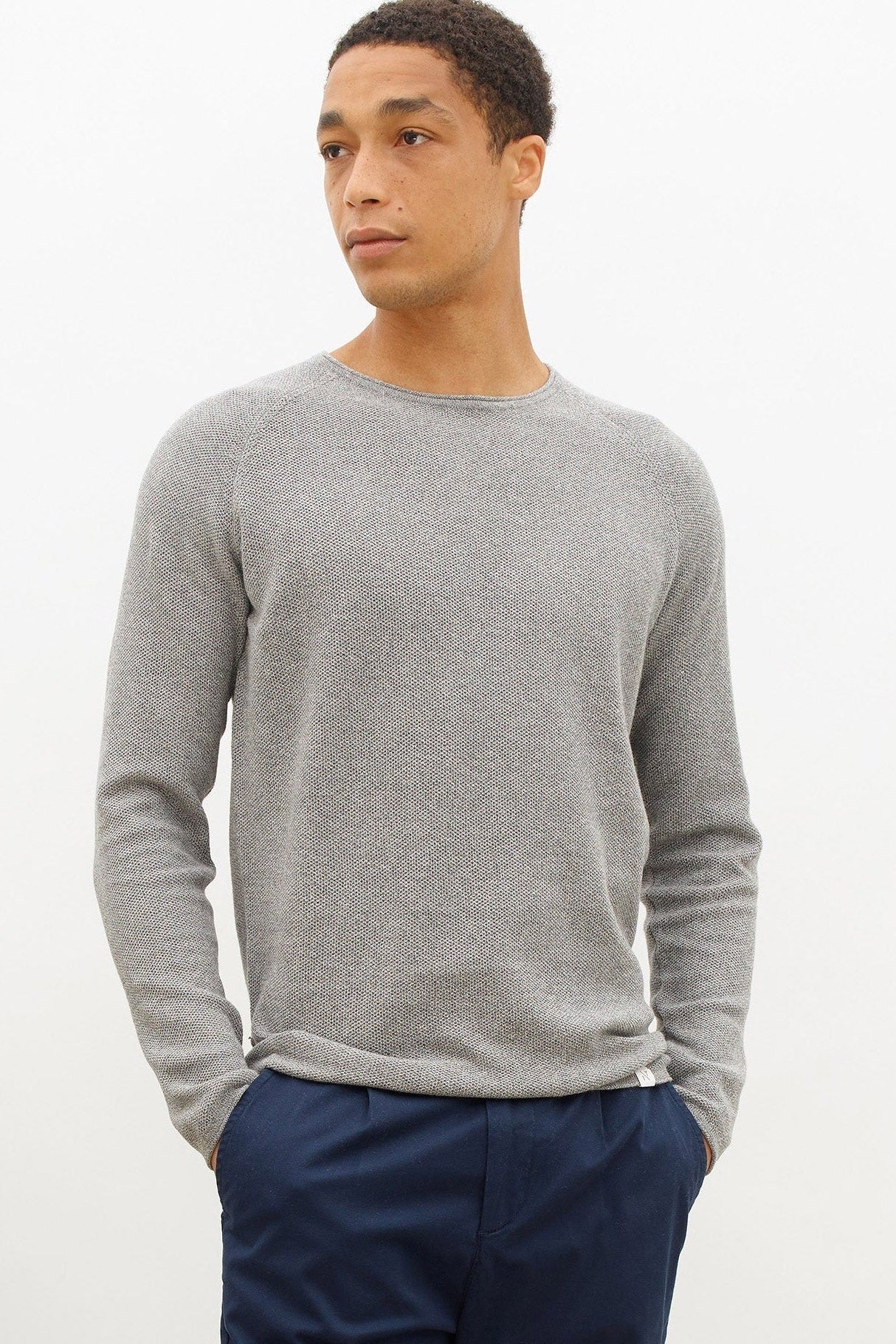 NOWADAYS - Honeycomb Crew Neck - Mid Grey Mel - BACKYARD