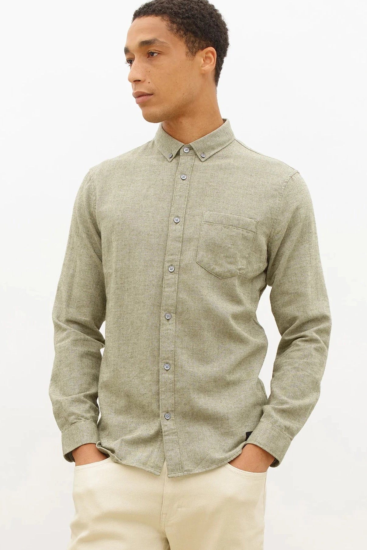 NOWADAYS - Soft Brushed Shirt - Mineral Green - BACKYARD