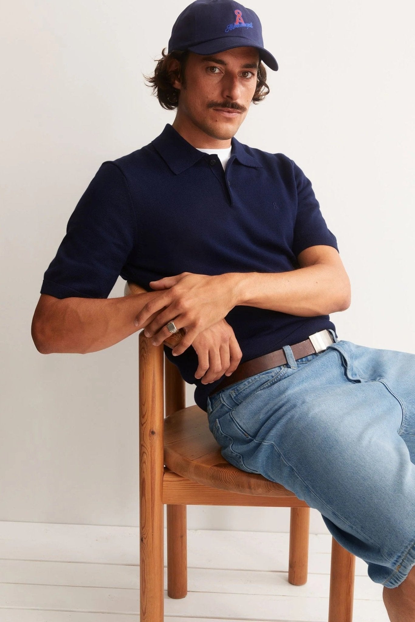 ARMEDANGELS - Shortsleeve Knit Poloshirt - Tinted Navy - BACKYARD