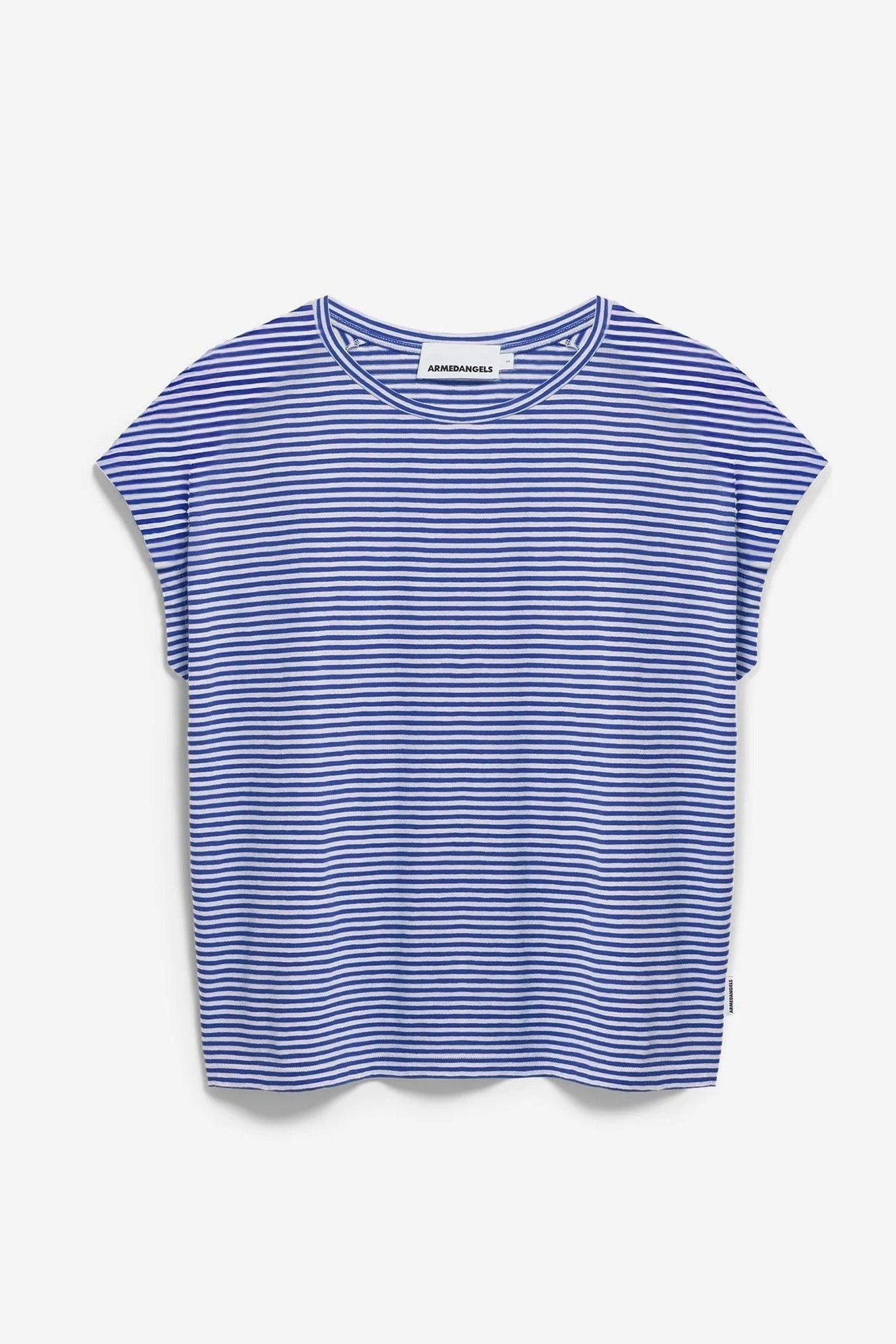 ARMEDANGELS - Slub Jersey Stripe - Oatmilk Dynamo Blue - BACKYARD