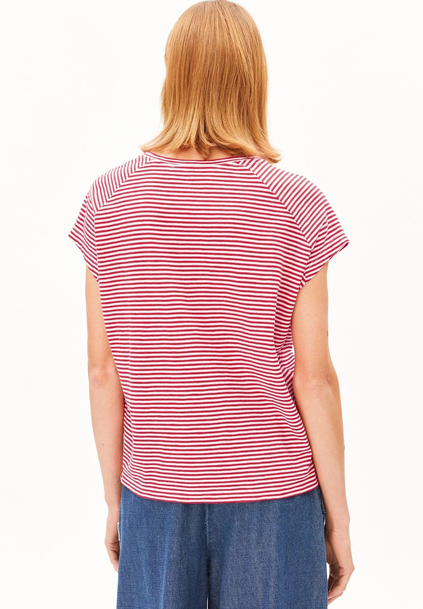 ARMEDANGELS - Slub Jersey Stripe - Pink Mist Mars Red - BACKYARD