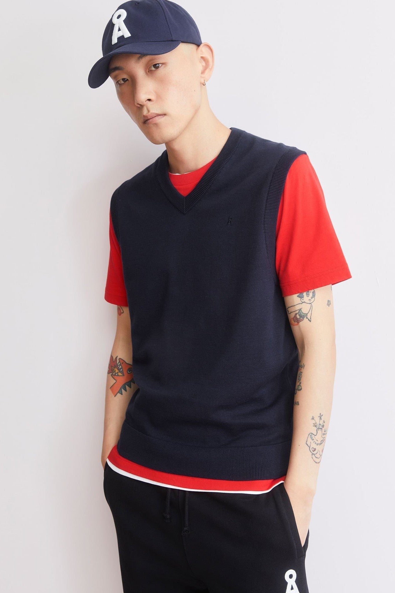 ARMEDANGELS - V - Neck Sleeveless Knit Vest - Night Sky - BACKYARD