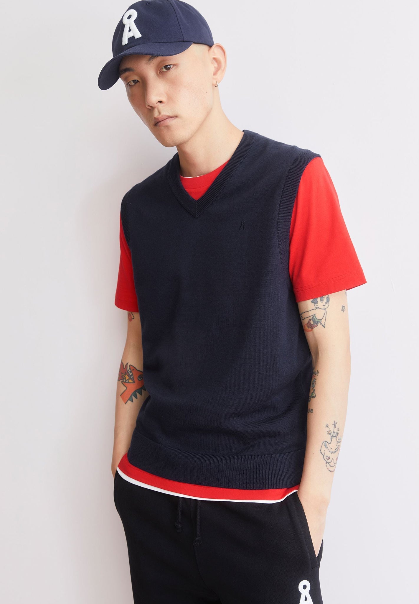 ARMEDANGELS - V - Neck Sleeveless Knit Vest - Night Sky - BACKYARD