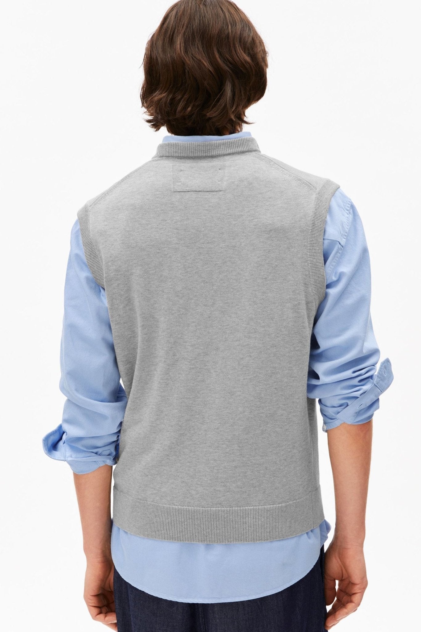 ARMEDANGELS - V - Neck Sleeveless Knit Vest - Silver Melange - BACKYARD