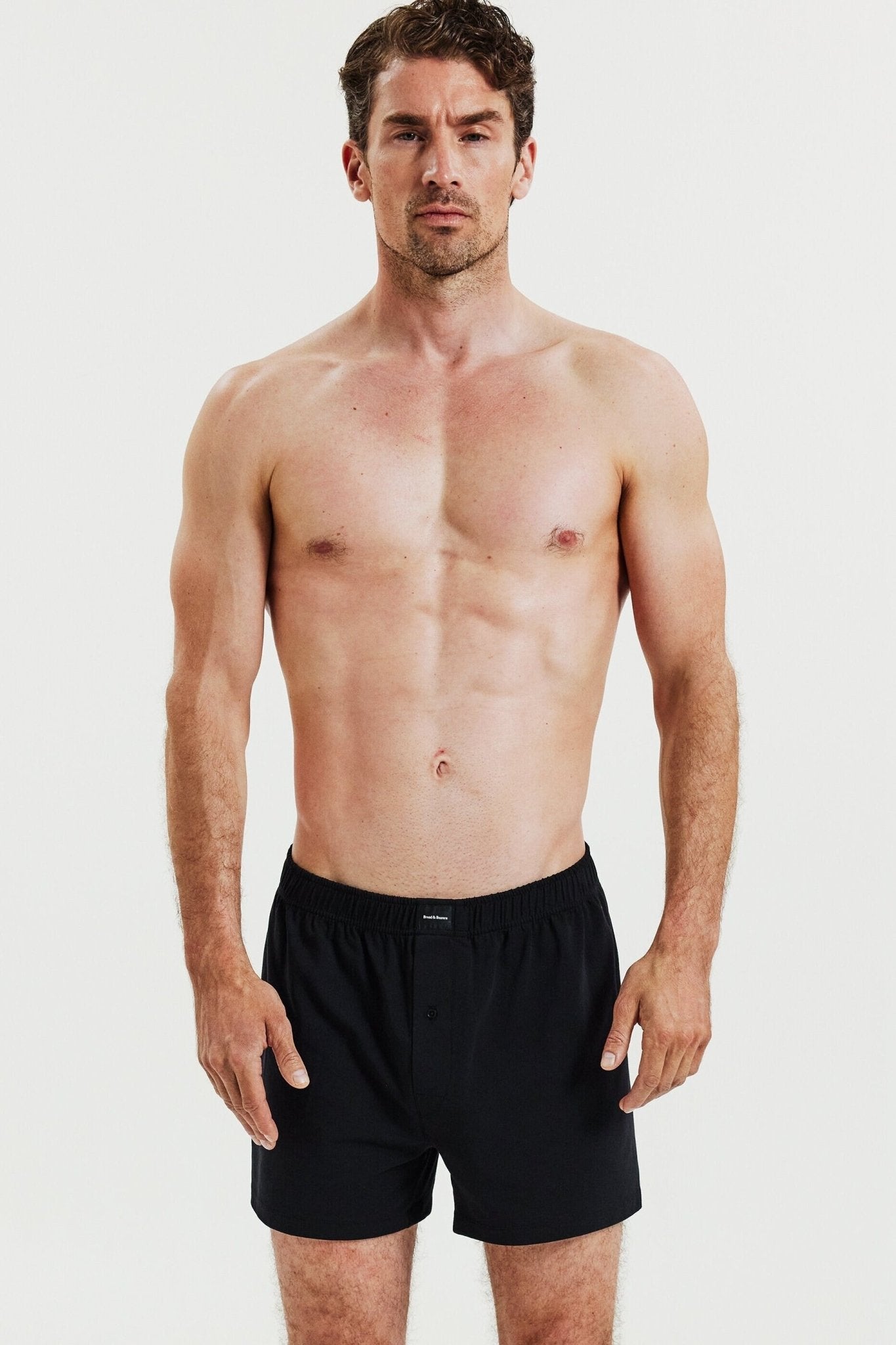 BREAD & BOXERS - Jersey Boxer Shorts 2 - Pack - Black - BACKYARD