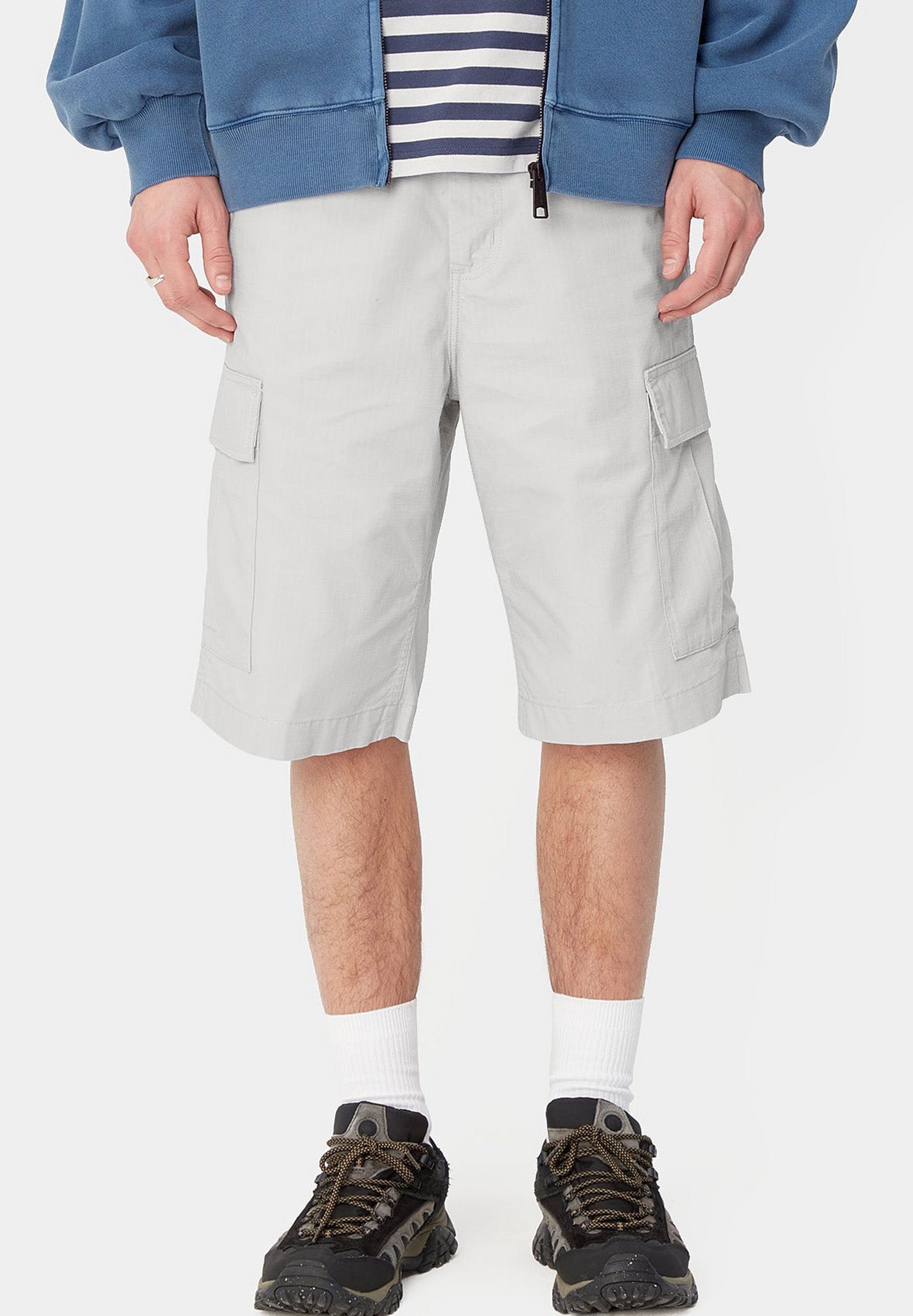 CARHARTT WIP - Regular Cargo Short - Sonic Silver Rinsed - BACKYARD
