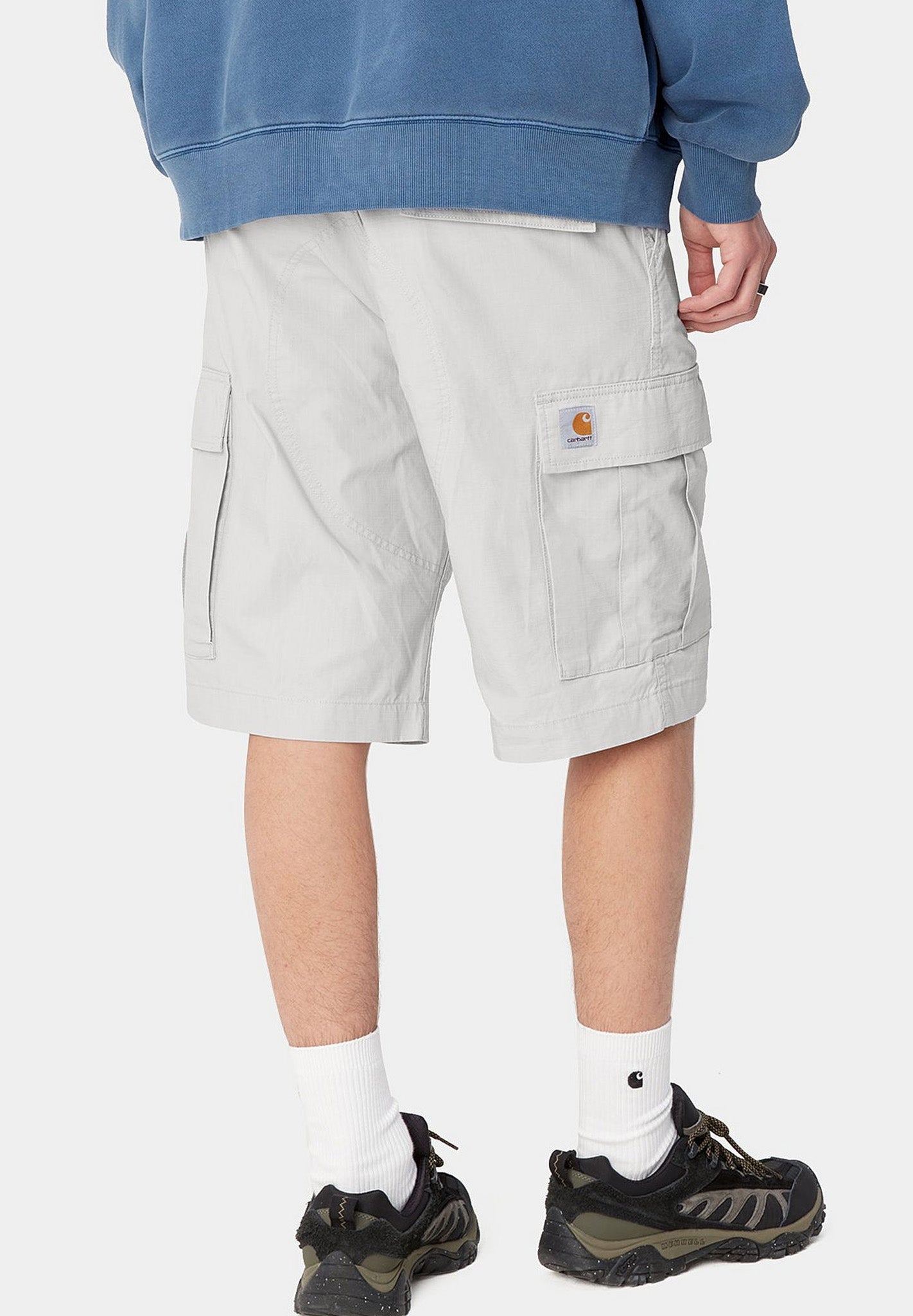 CARHARTT WIP - Regular Cargo Short - Sonic Silver Rinsed - BACKYARD
