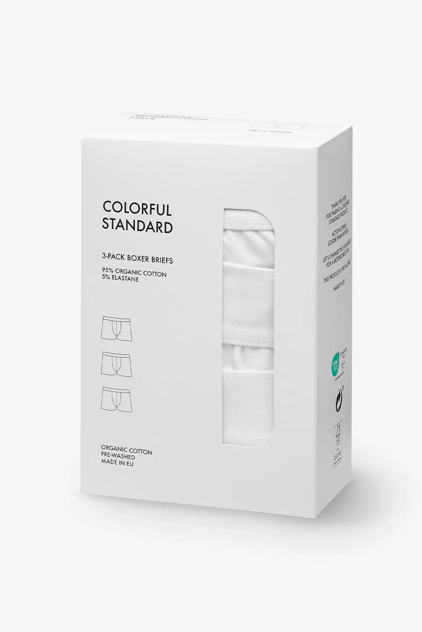 COLORFUL STANDARD - 3 Pack Organic Boxer Briefs - Optical White - BACKYARD