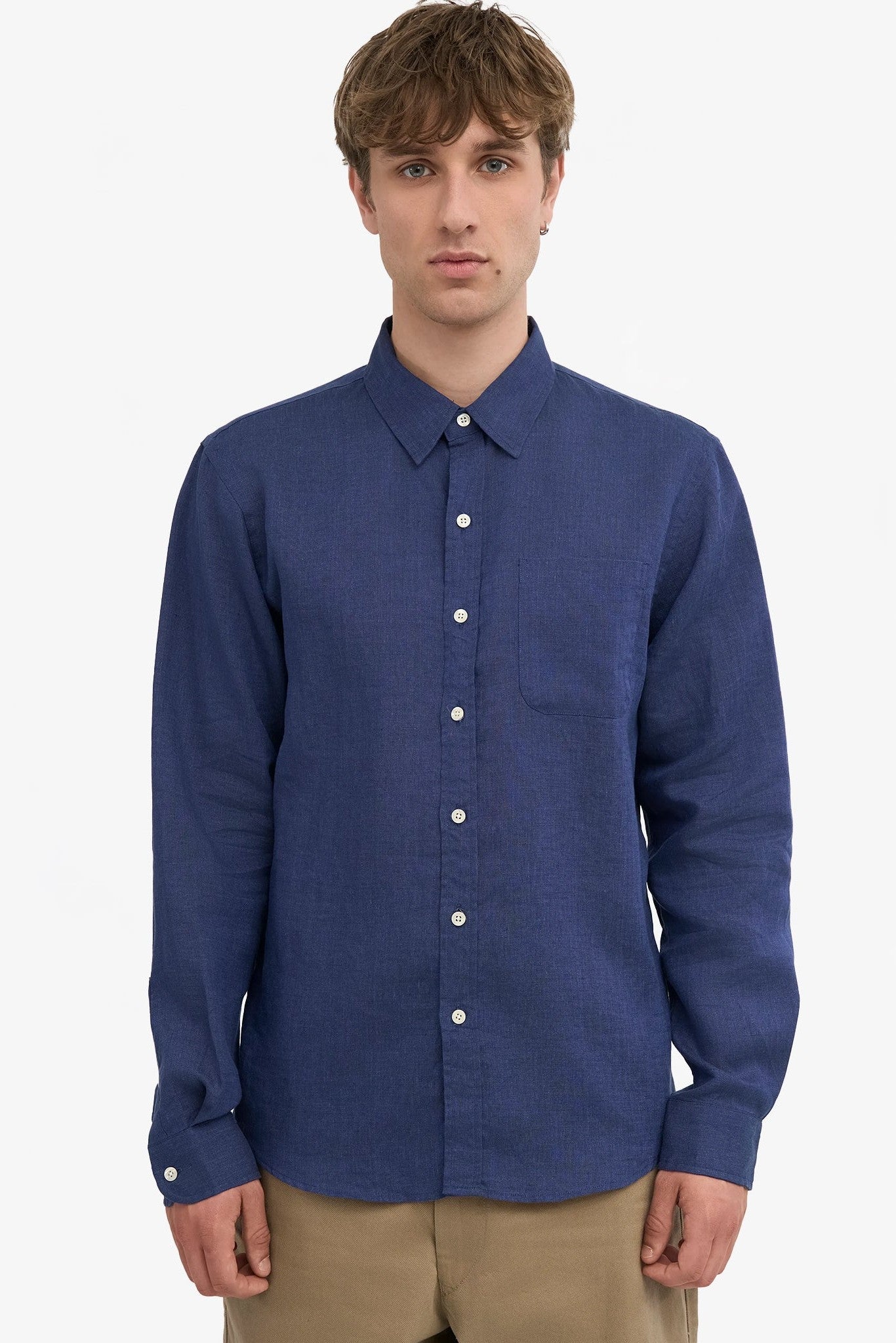 COLORFUL STANDARD - Linen Shirt - Petrol Blue - BACKYARD