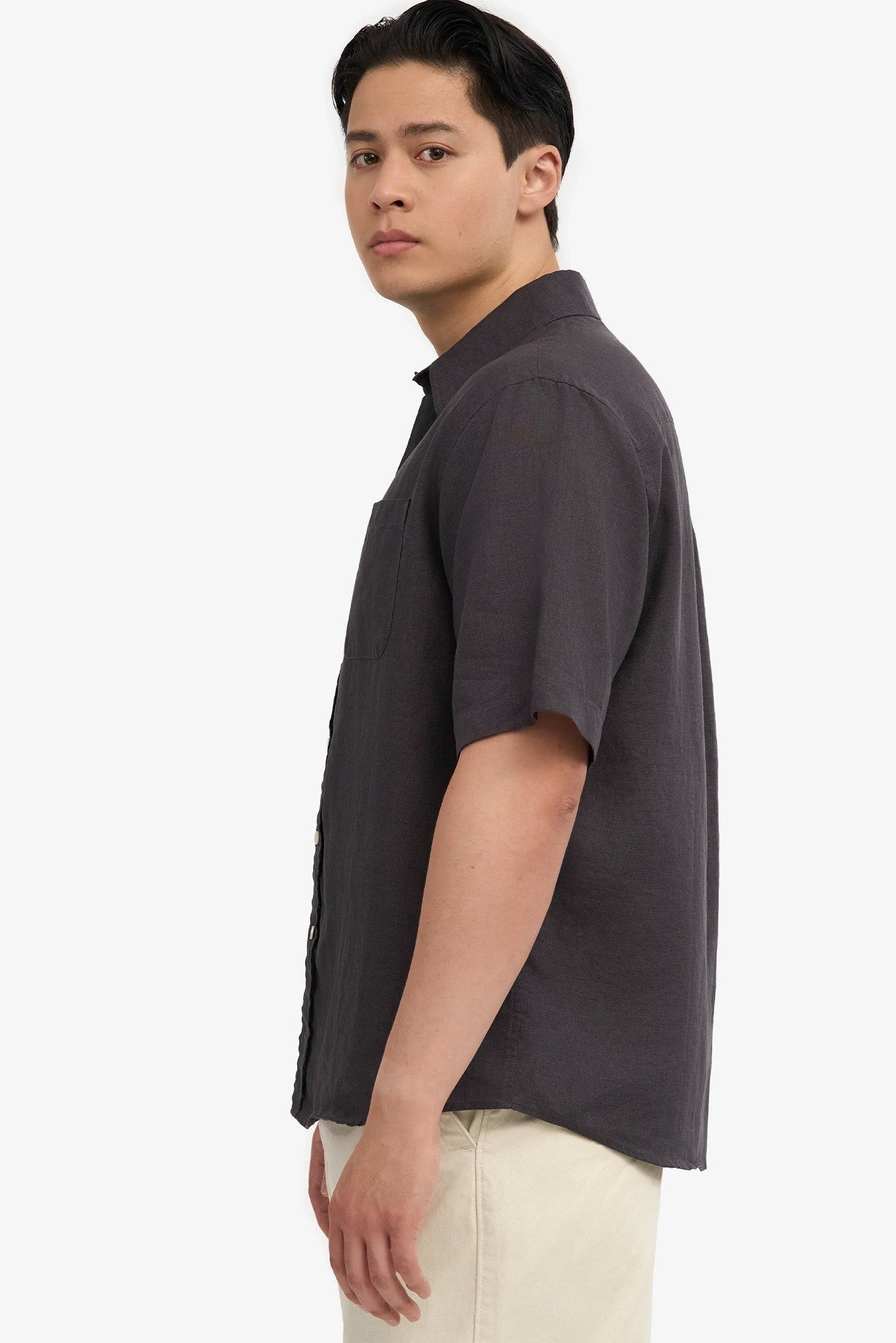 COLORFUL STANDARD - Linen S/S Shirt - Lava Grey - BACKYARD