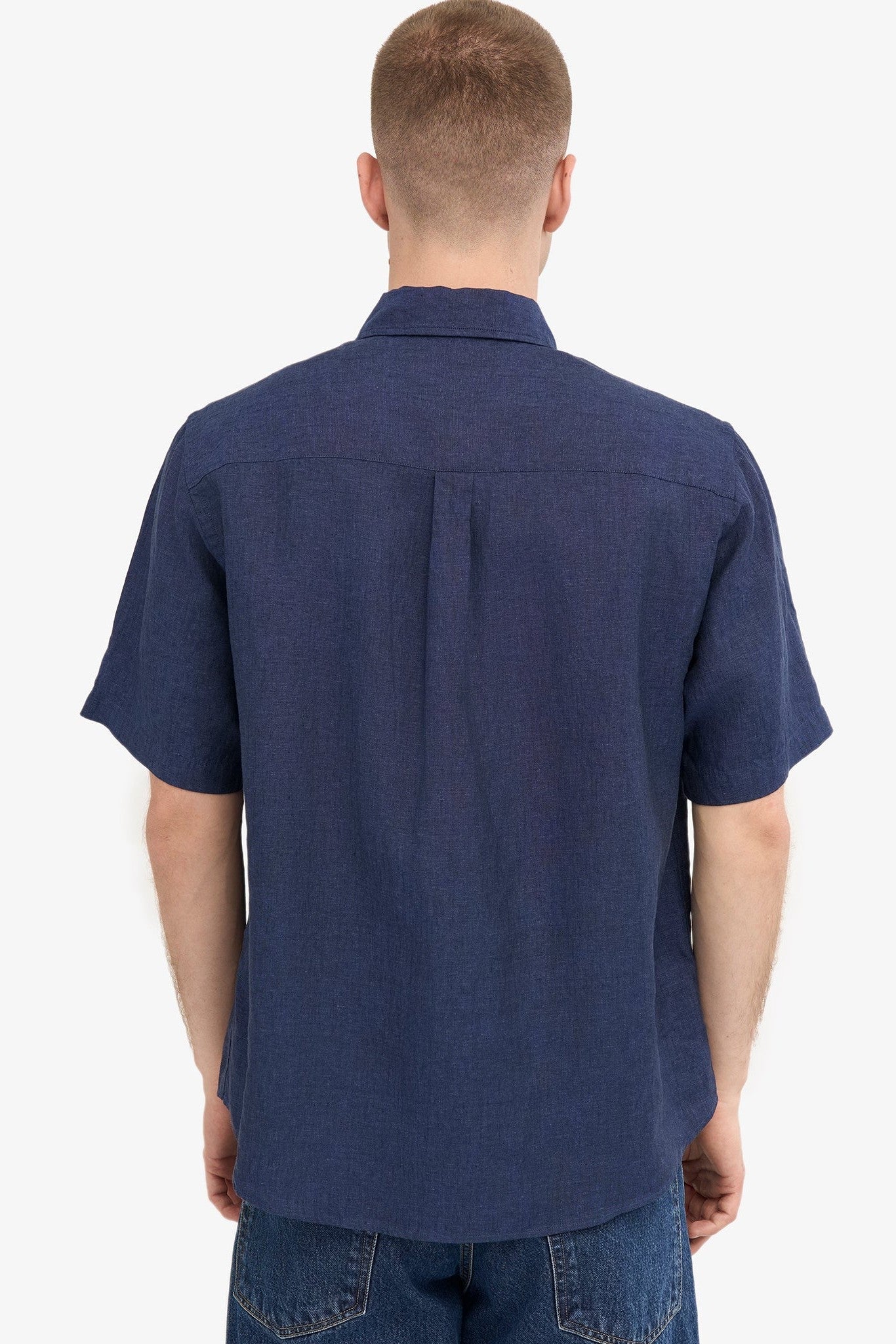 COLORFUL STANDARD - Linen S/S Shirt - Petrol Blue - BACKYARD